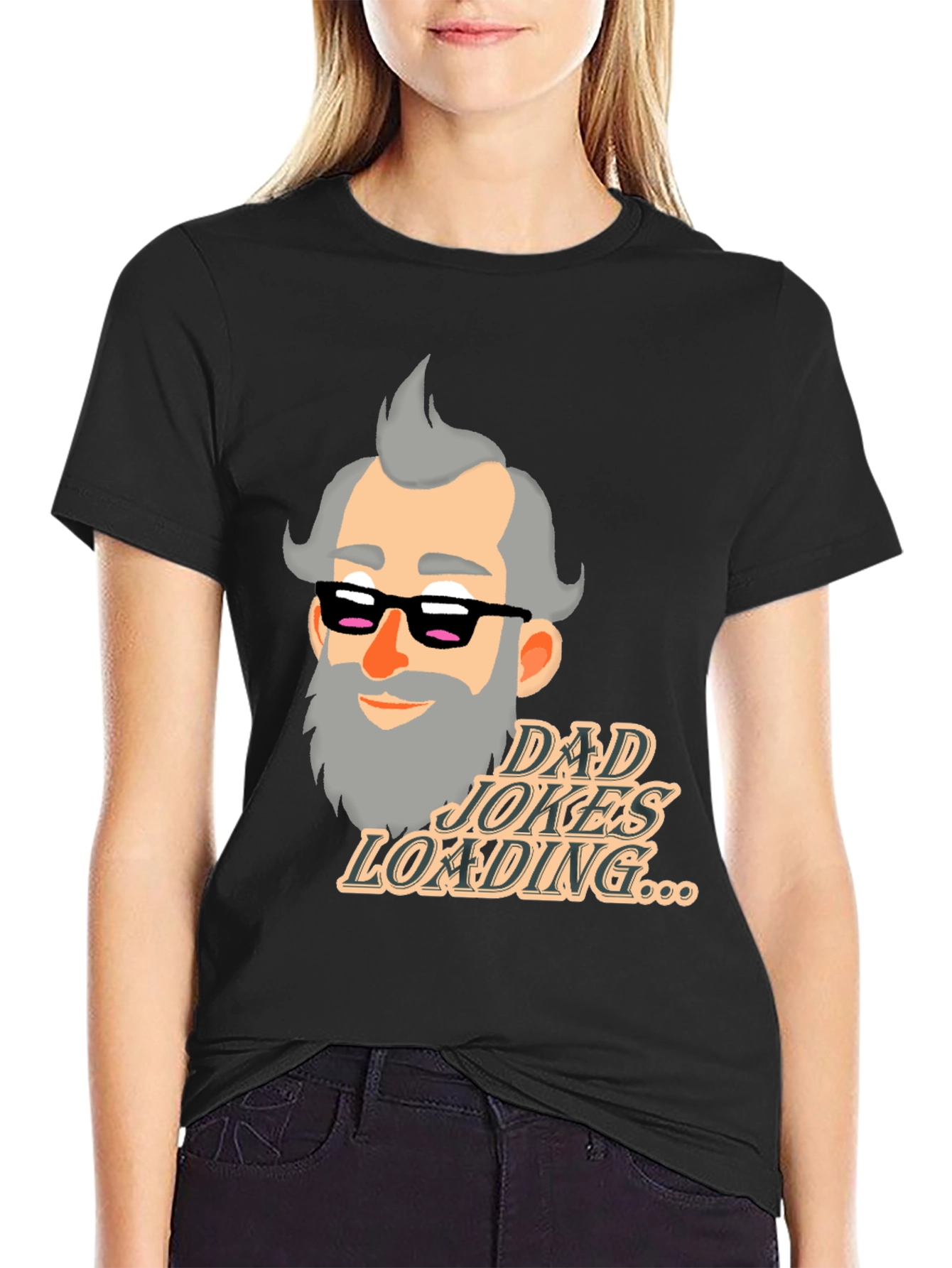 Black Dad Jokes Loading T-Shirt - Funny Father's Day Gift view 2