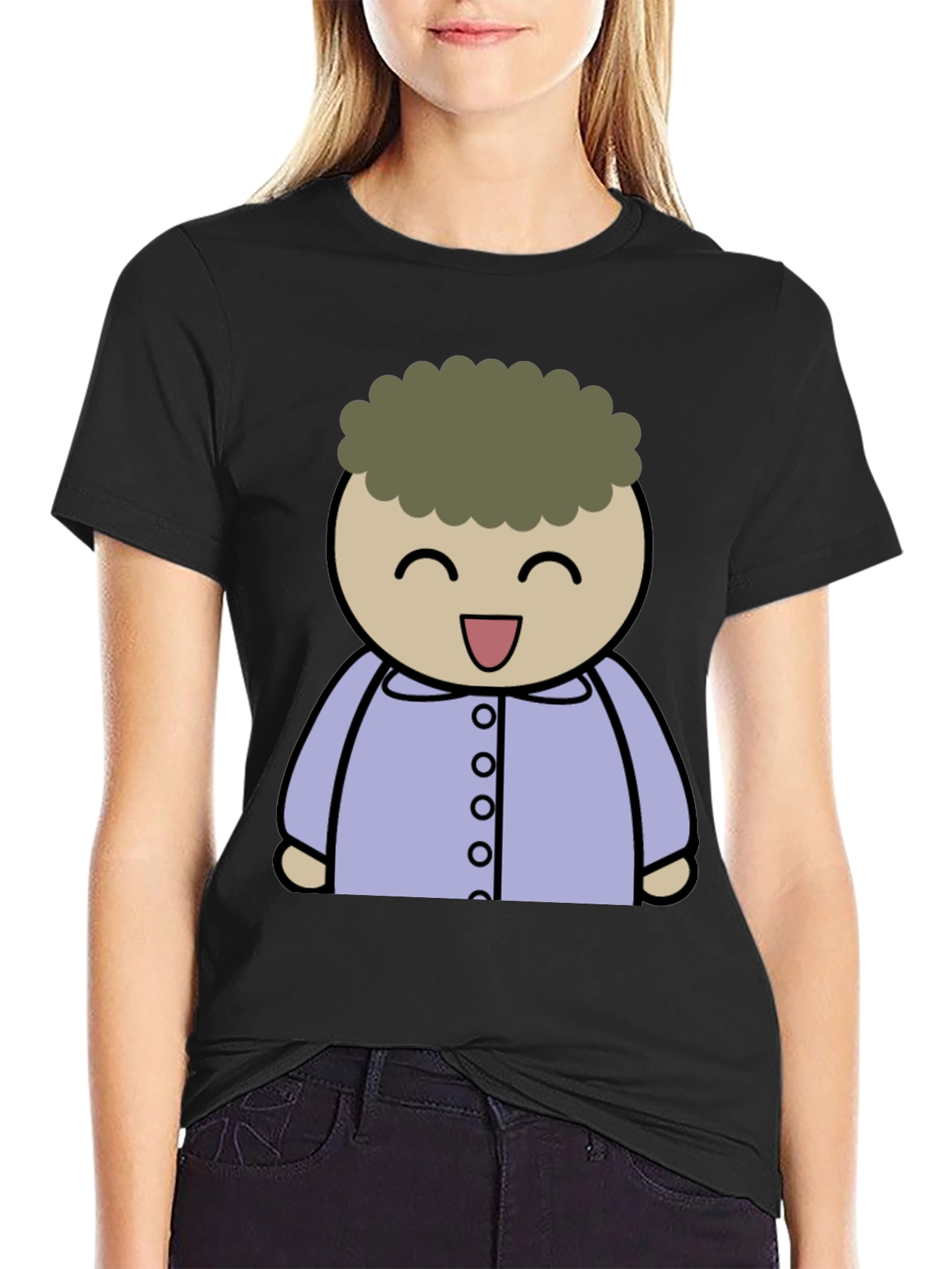 Black Cartoon Character Graphic T-Shirt view 2