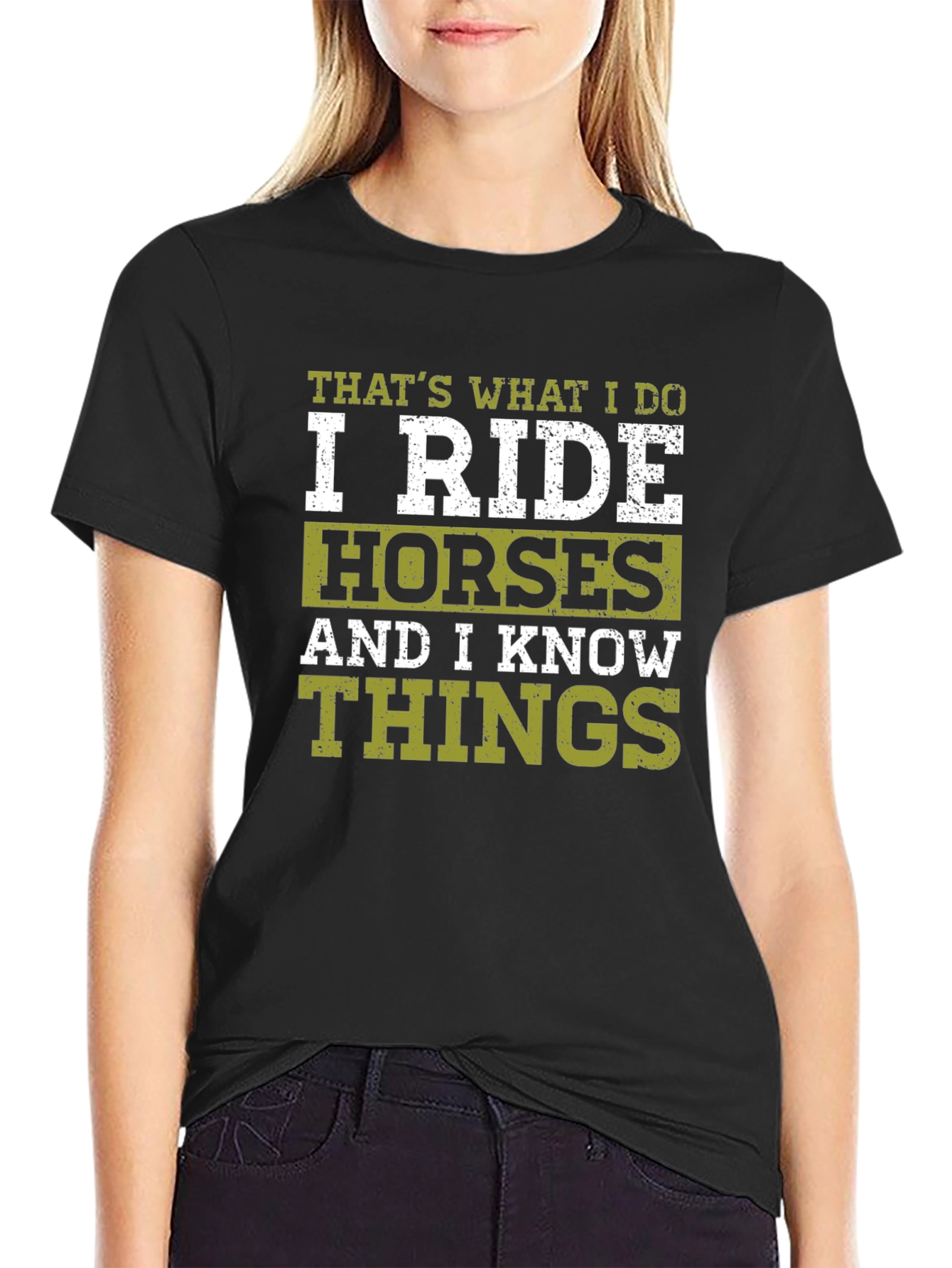 Black I Ride Horses T-Shirt - Funny Horse Lover Tee view 2