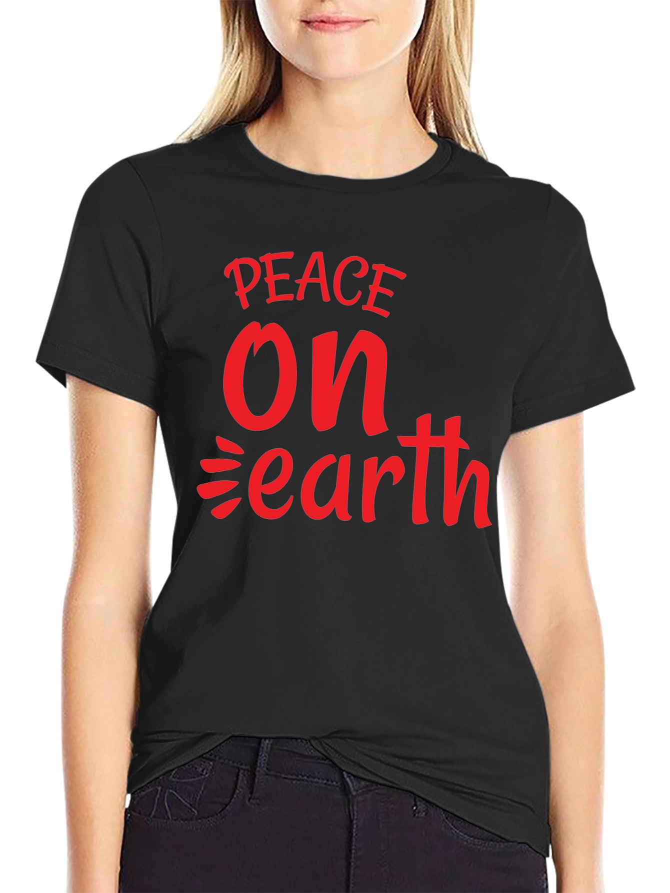 Black Peace On Earth Graphic Tee - Black Cotton view 2
