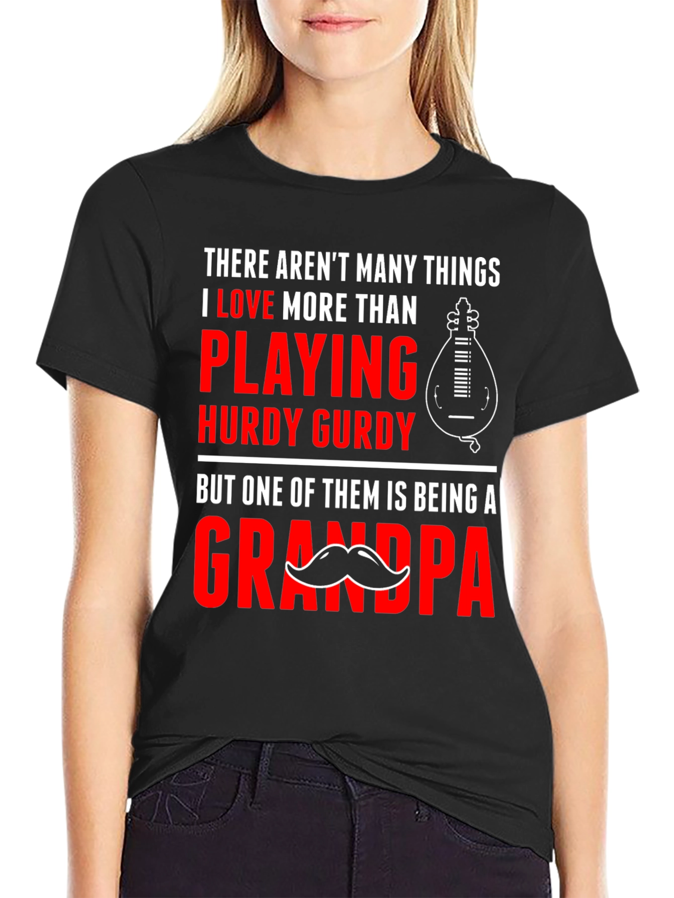 Black Hurdy Gurdy Grandpa T-Shirt view 2