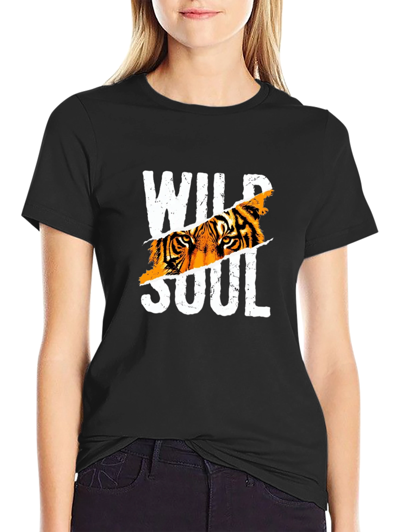 Black Wild Soul Tiger Graphic Tee - Black view 2