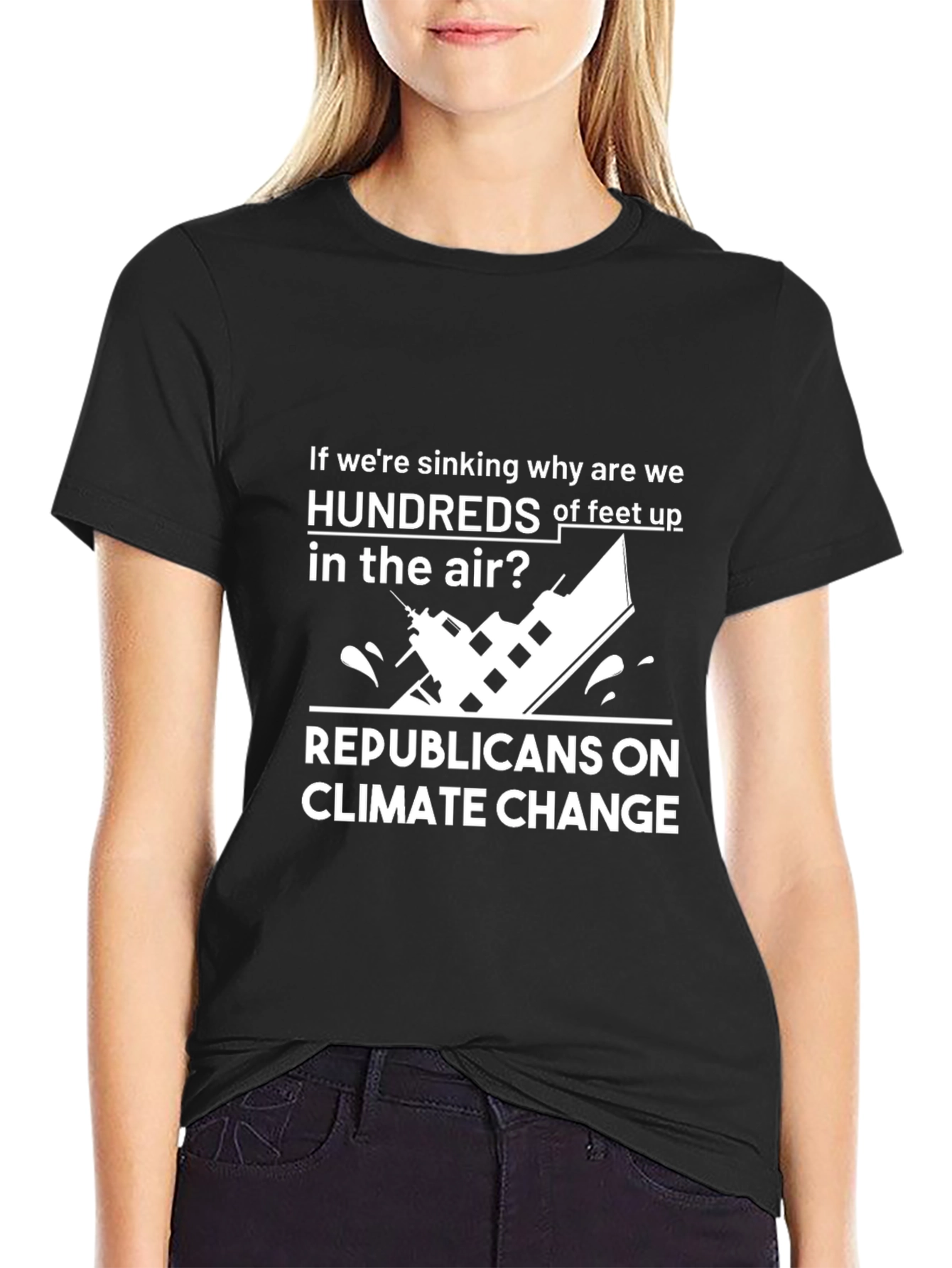 Black Humorous Climate Change T-Shirt view 2