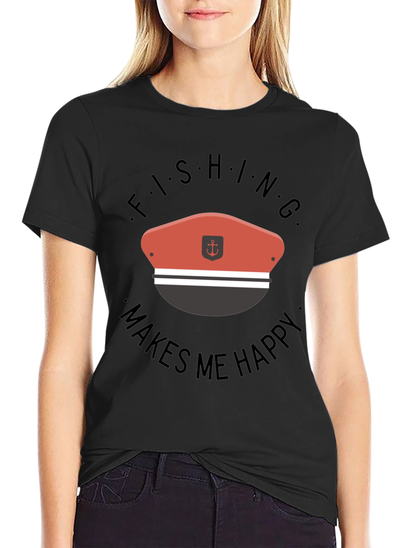 Black Fishing Makes Me Happy T-Shirt view 2