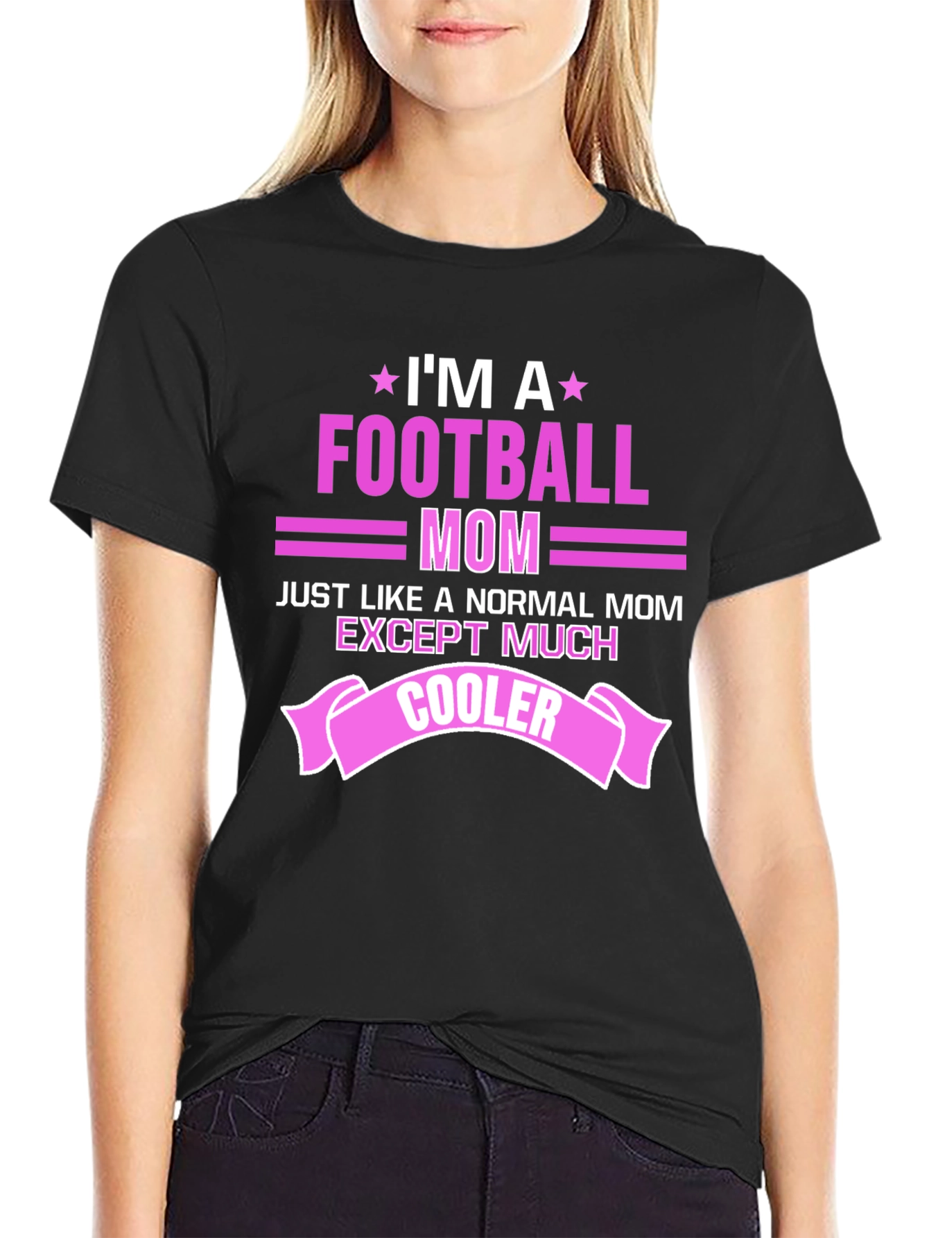 Black Football Mom Graphic T-Shirt view 2