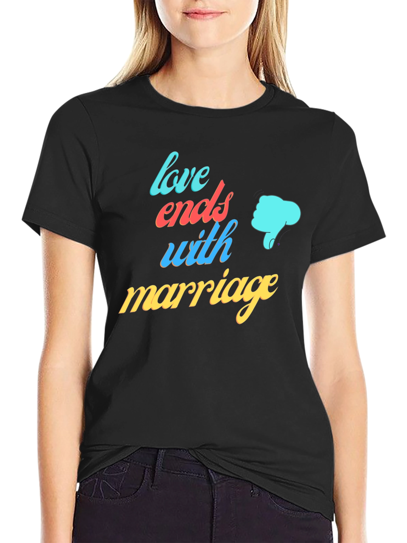 Black Love Ends with Marriage Humor T-Shirt view 2