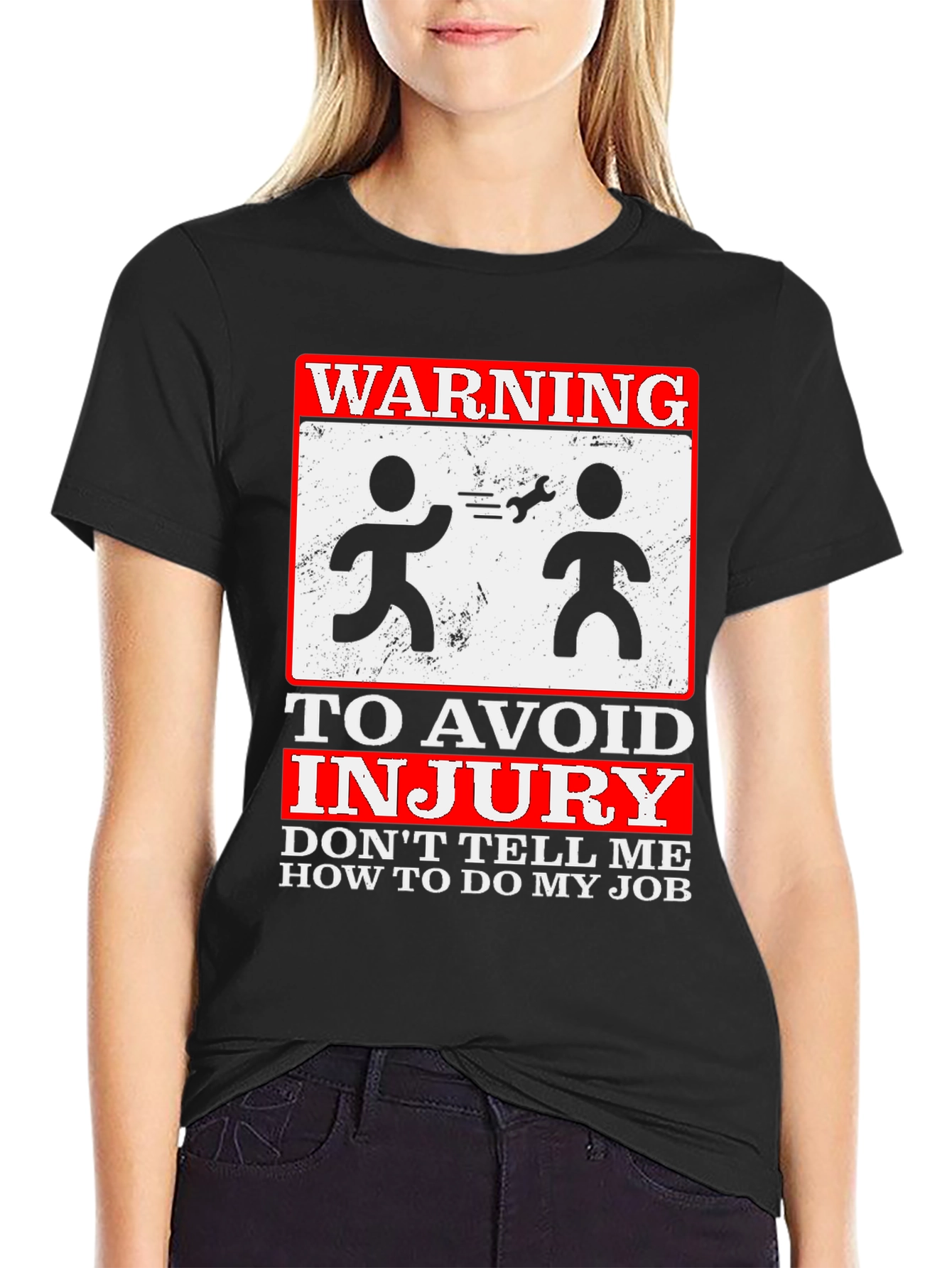 Black Warning Graphic Tee - Don't Tell Me How to Do My Job view 2