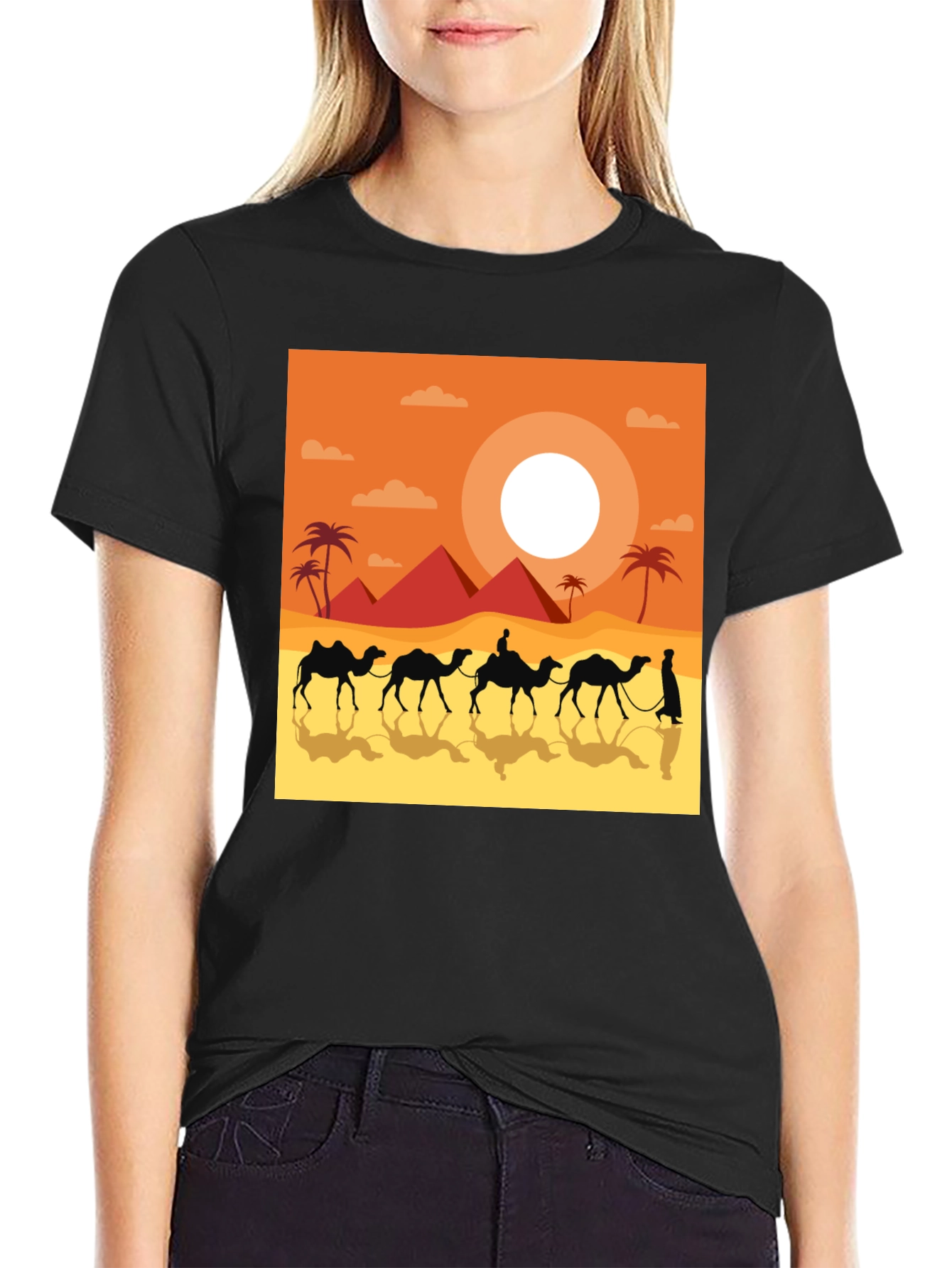 Black Desert Caravan Graphic Tee - Unisex Black T-Shirt view 2