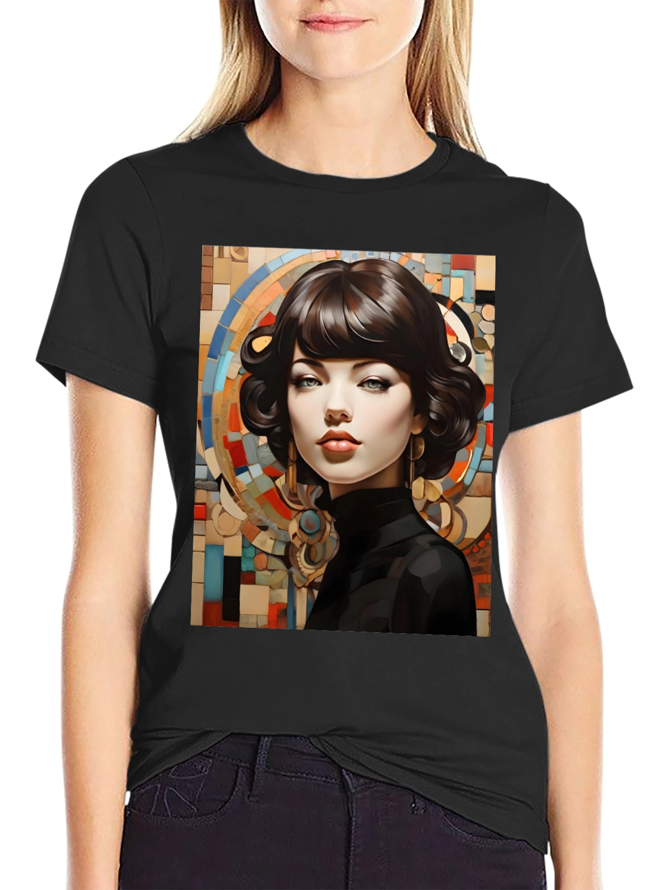 Black Elegant Woman Portrait T-Shirt view 2