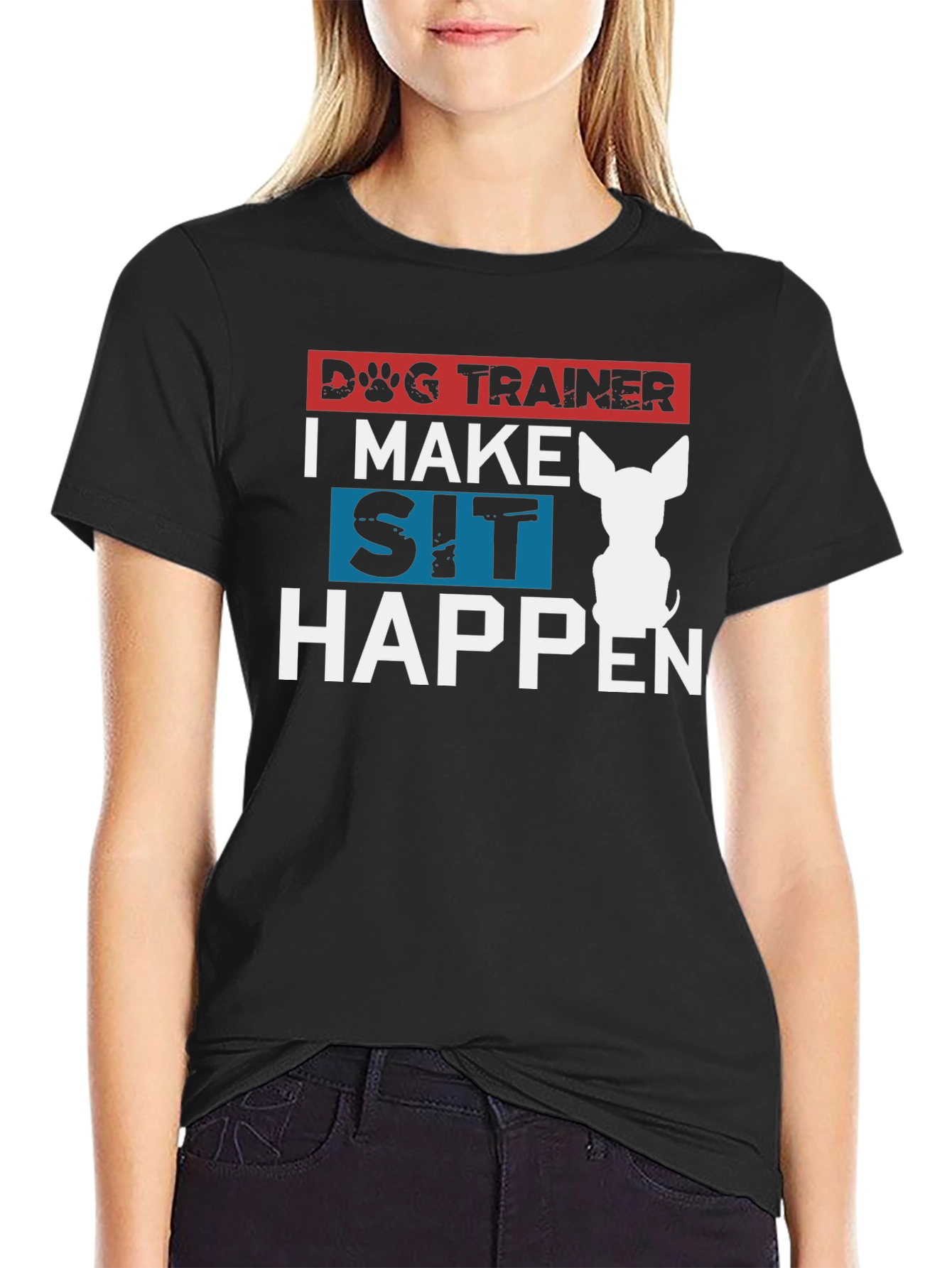 Black Dog Trainer T-Shirt - I Make Sit Happen view 2