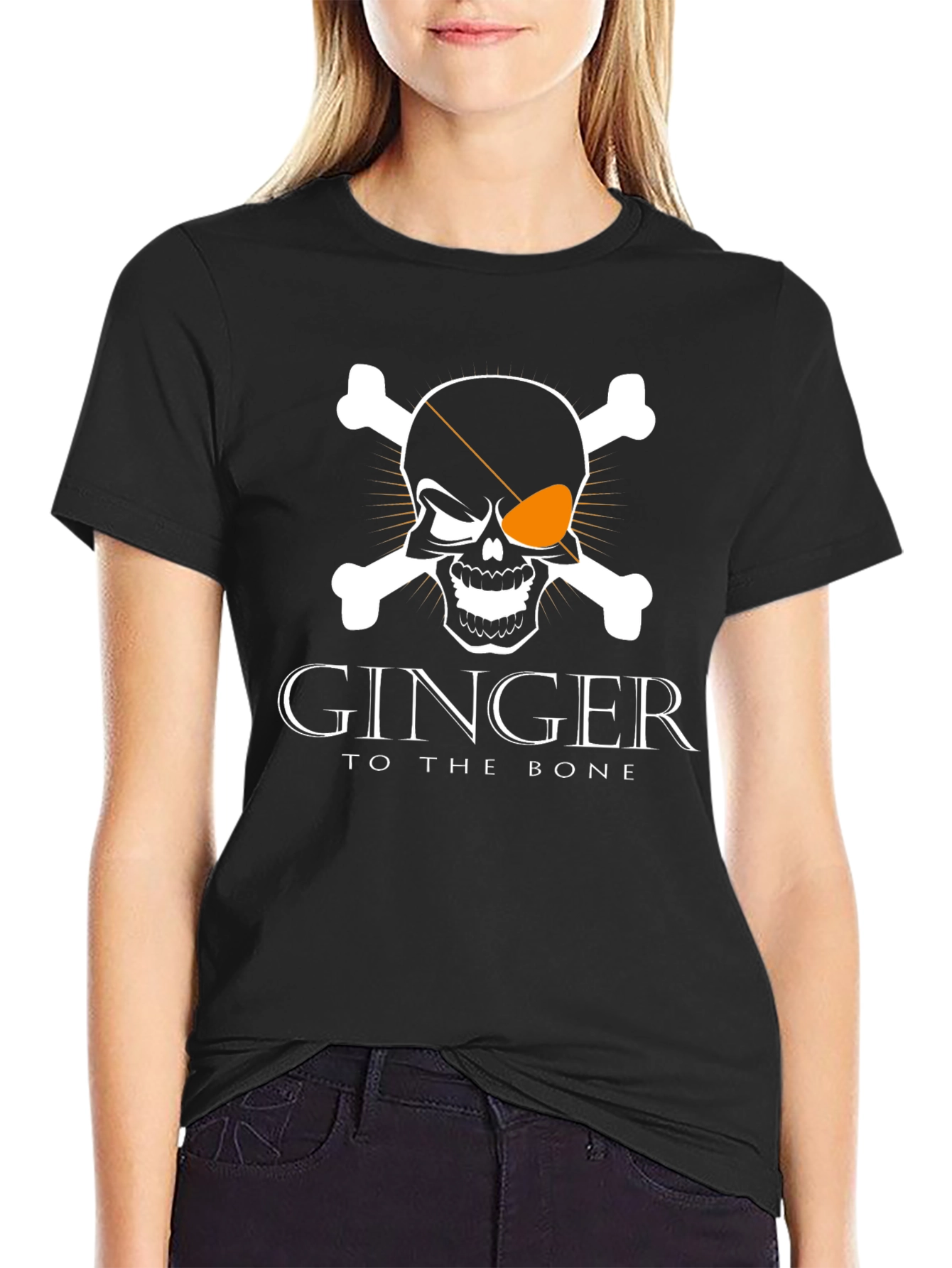 Black Ginger To The Bone T-Shirt Skull Crossbones view 2
