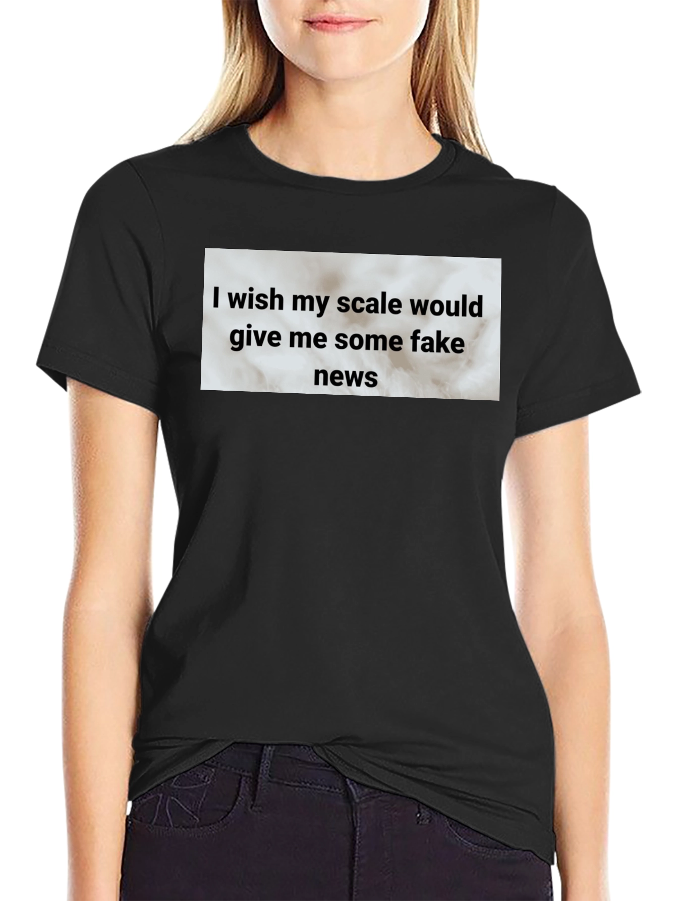 Black Funny Scale Fake News Graphic T-Shirt view 2