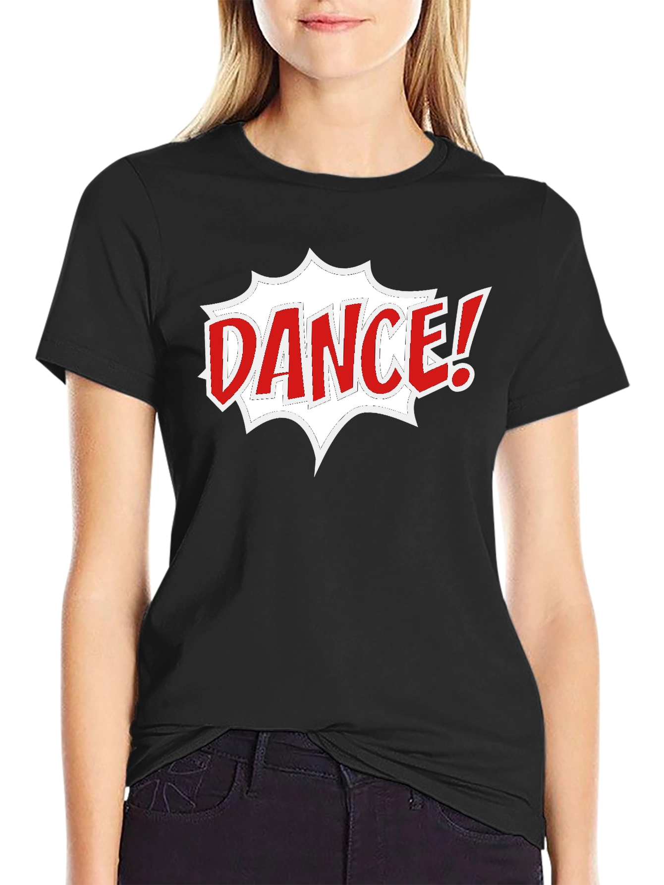 Black Dance Graphic Tee - Black Cotton Short Sleeve T-Shirt view 2
