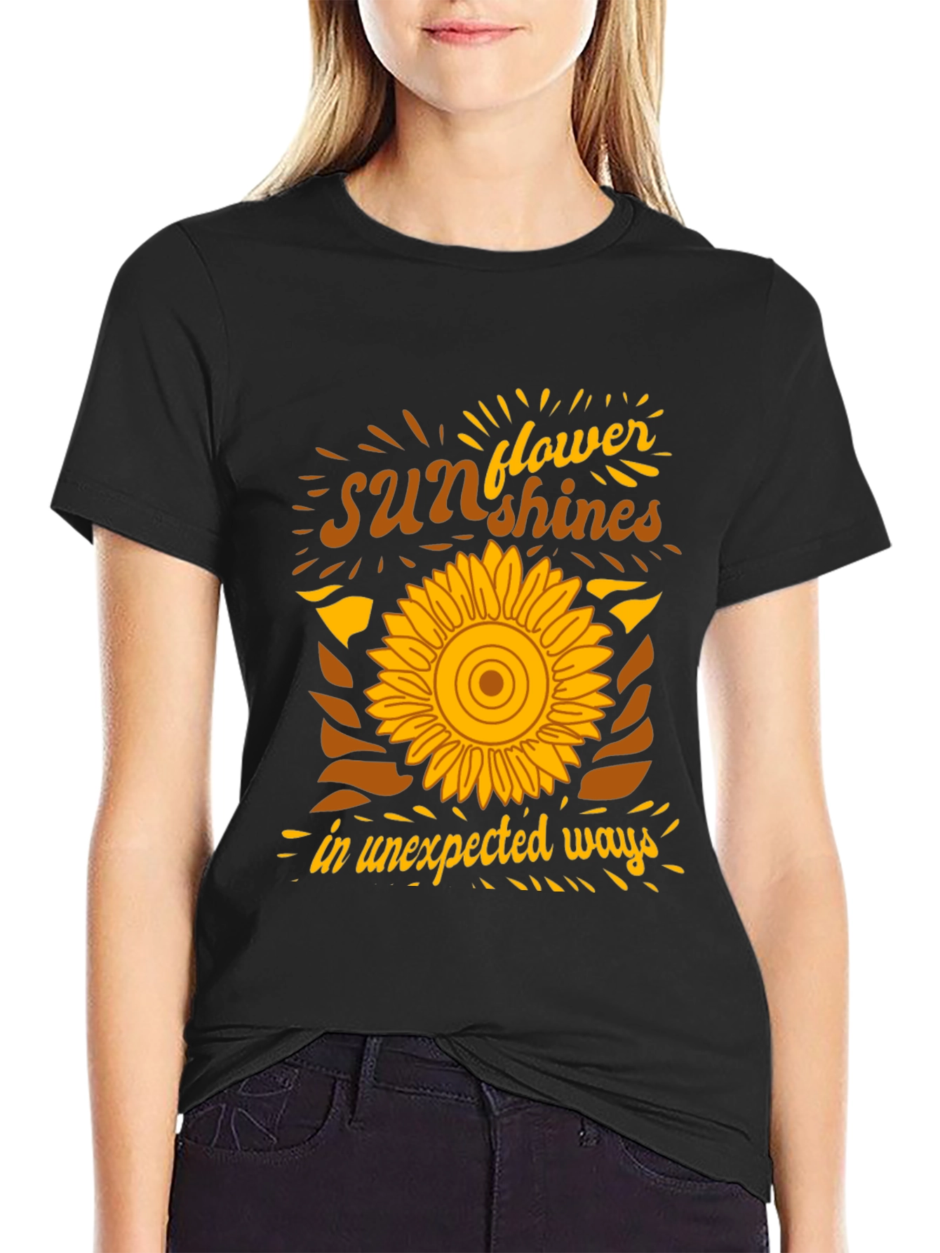 Black Sunflower Sunshines Graphic T-Shirt view 2