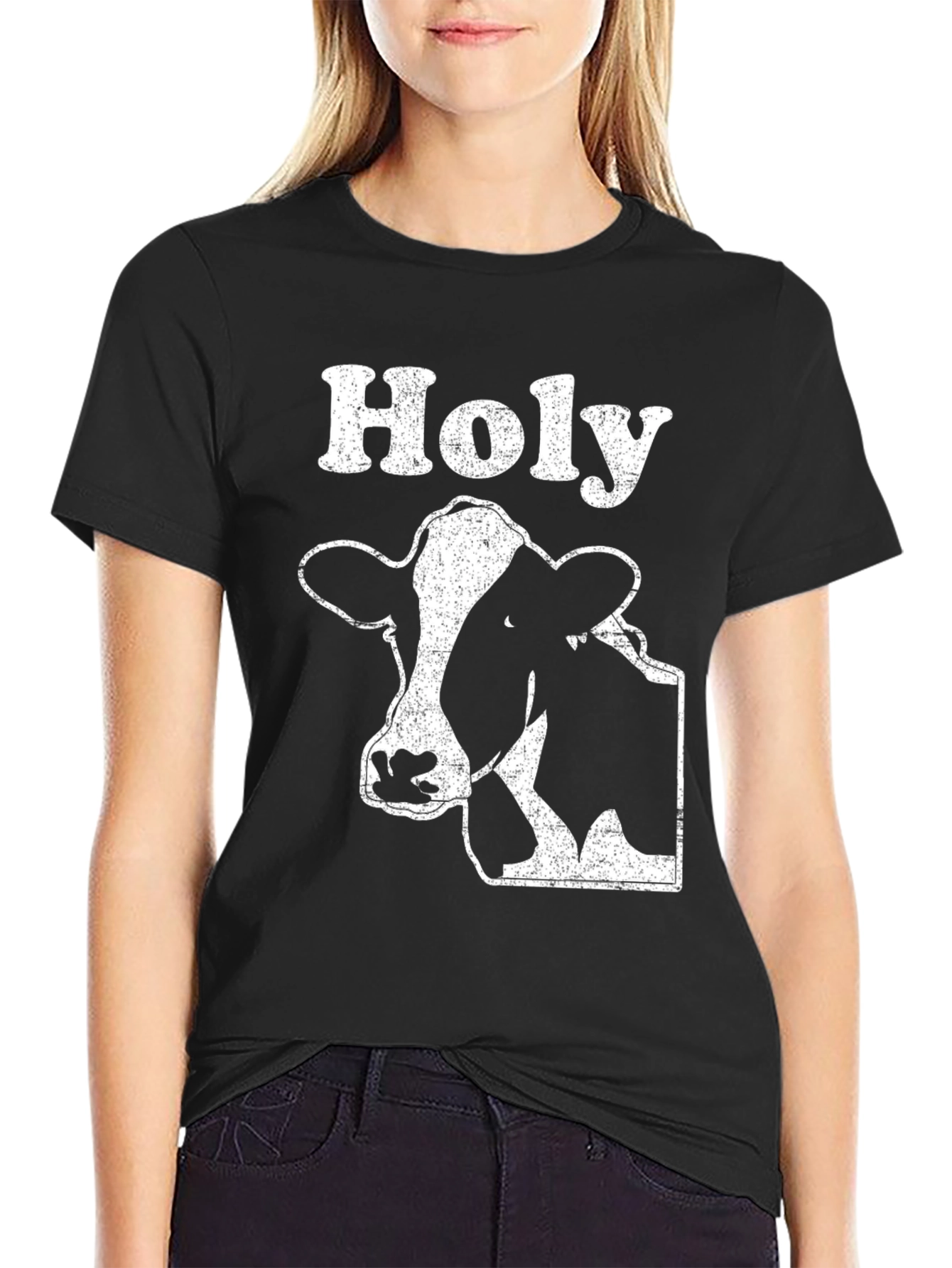 Black Holy Cow Graphic T-Shirt - Black view 2