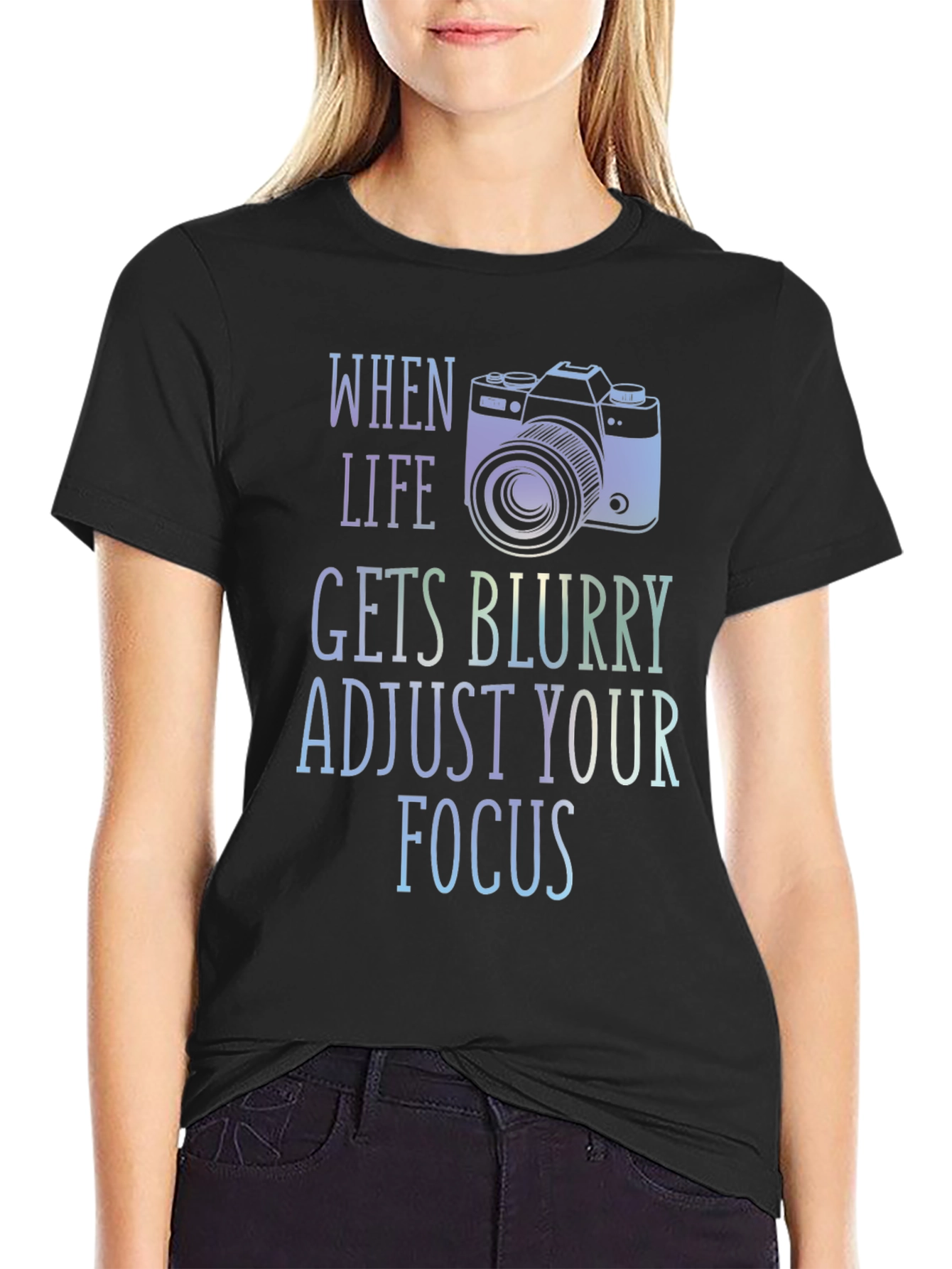 Black Adjust Your Focus Graphic T-Shirt view 2