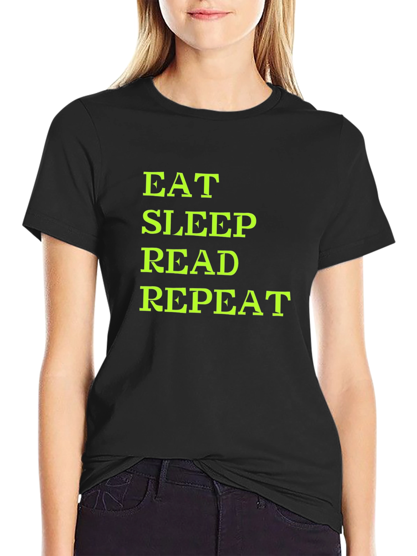 Black Eat Sleep Read Repeat T-Shirt - Black view 2