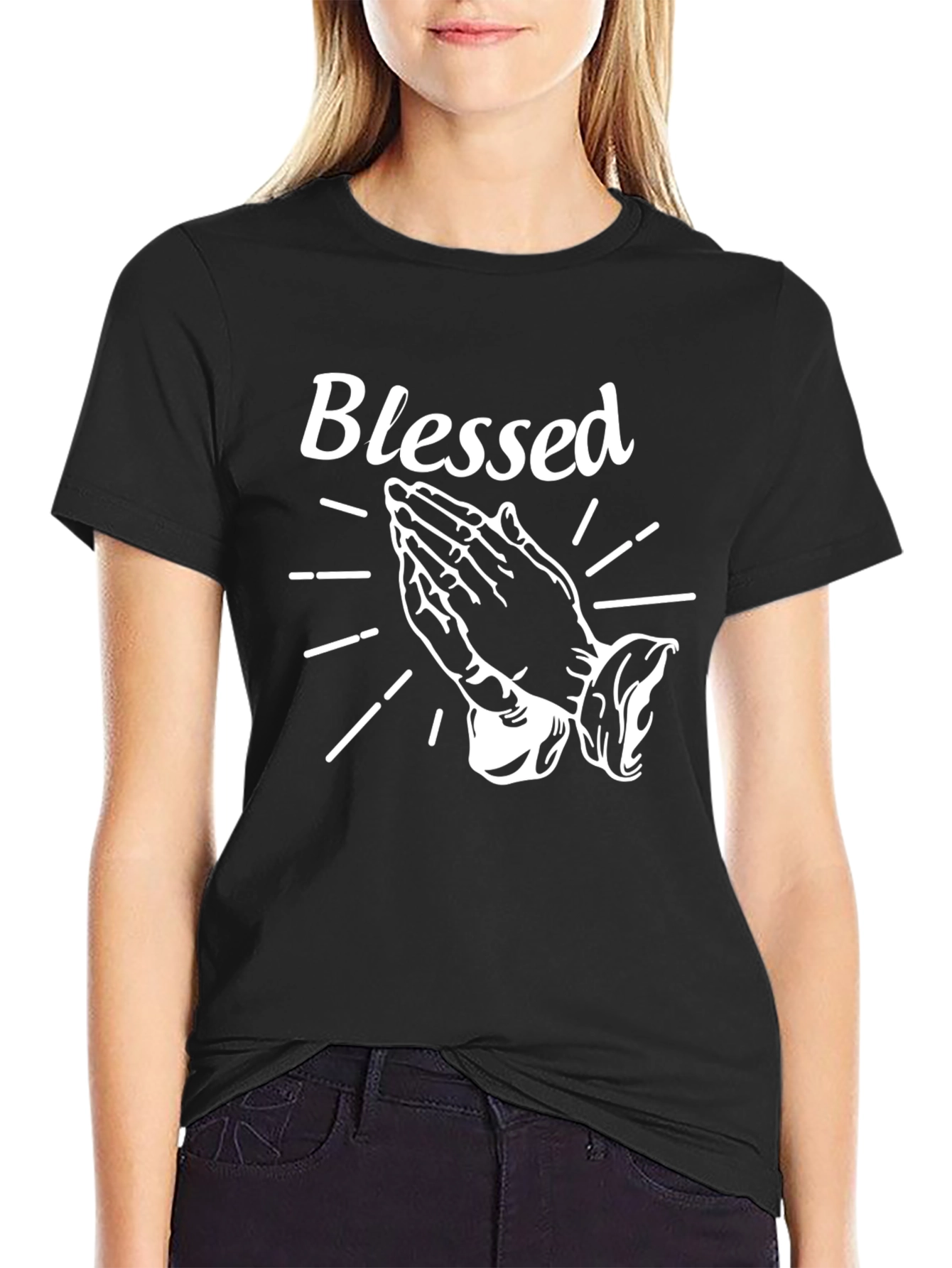 Black Blessed Graphic T-Shirt - Religious Faith Tee view 2