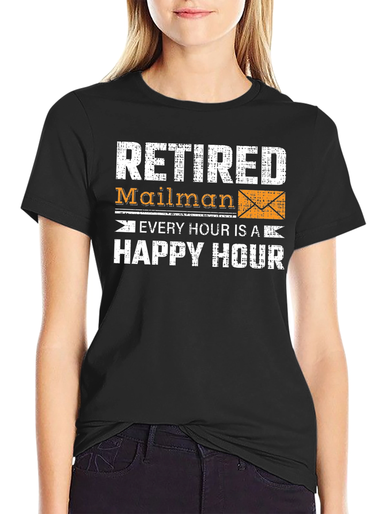 Black Retired Mailman Happy Hour Graphic Tee view 2