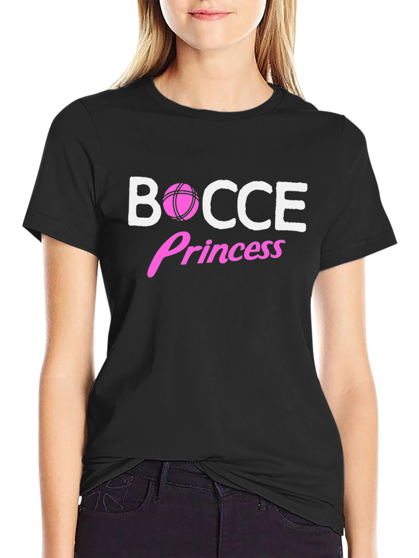 Black Bocce Princess Black T-Shirt - Game Day Style view 2