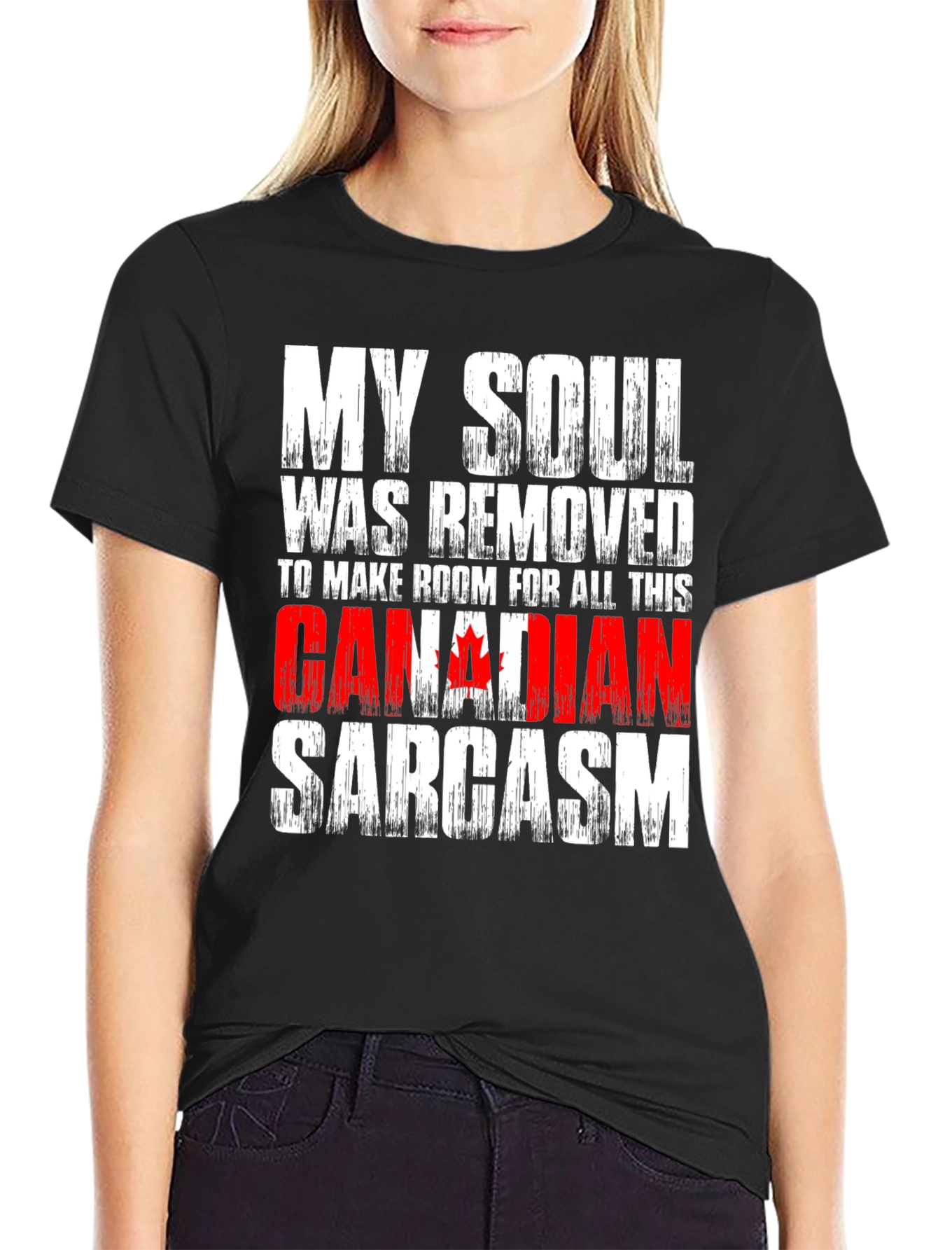 Black Canadian Sarcasm T-Shirt Funny Humor Graphic Tee view 2