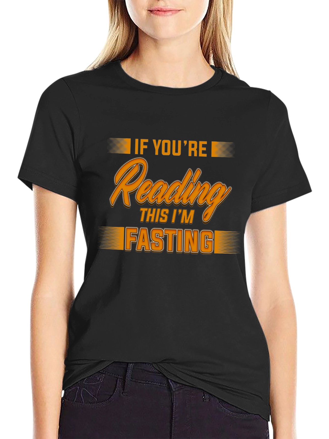 Black Funny Fasting T-Shirt - If You're Reading This I'm Fasting view 2