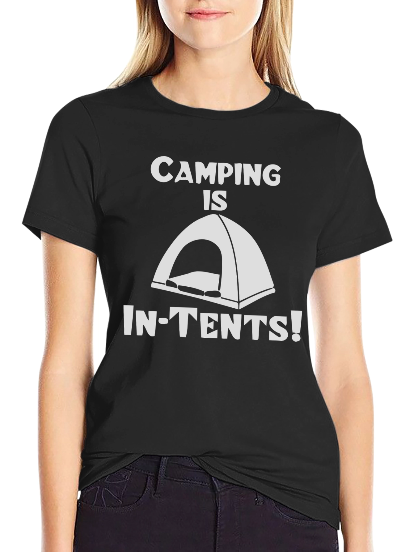 Black Camping In-Tents Black T-Shirt view 2
