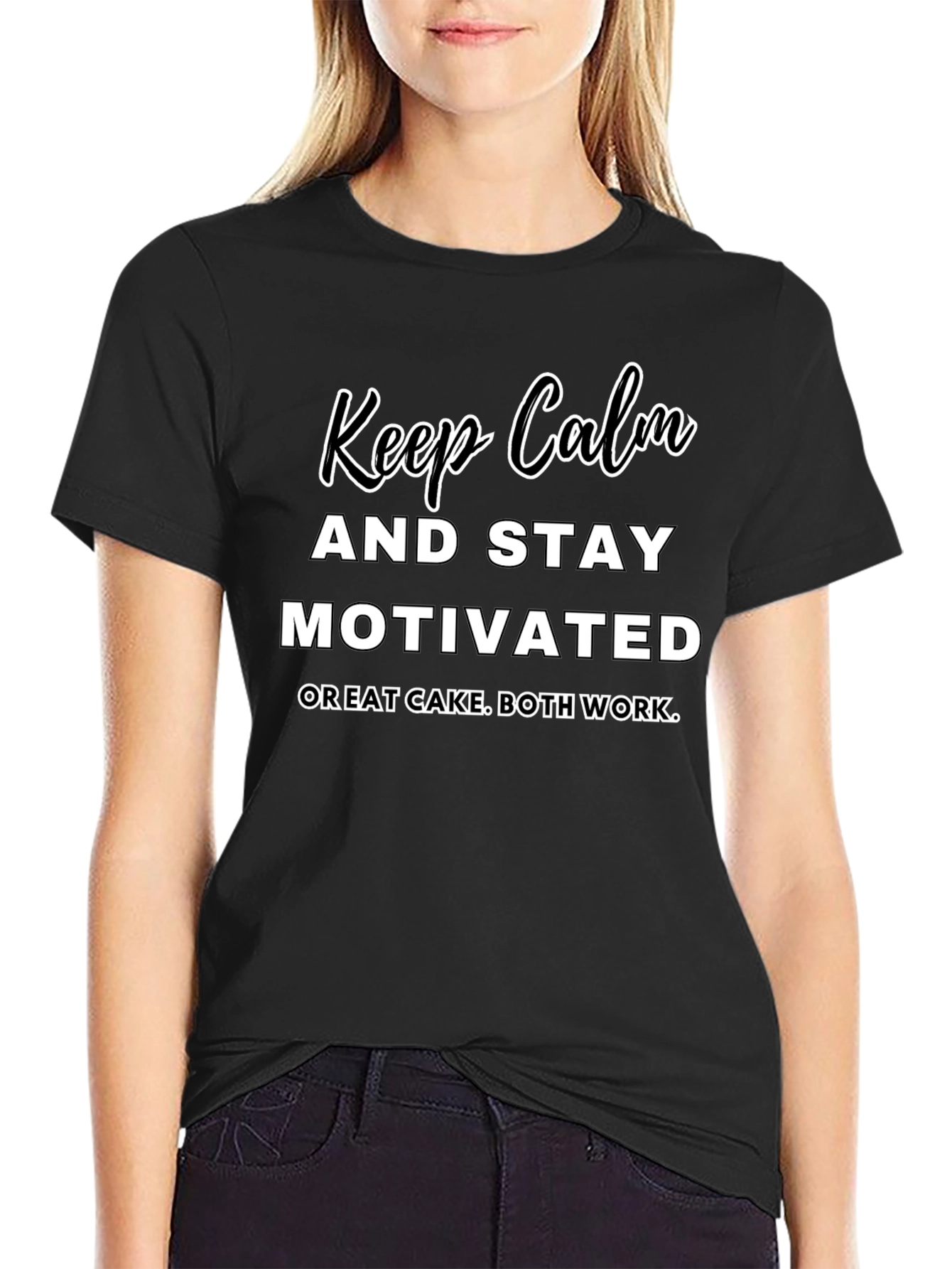 Black Keep Calm & Stay Motivated T-Shirt view 2