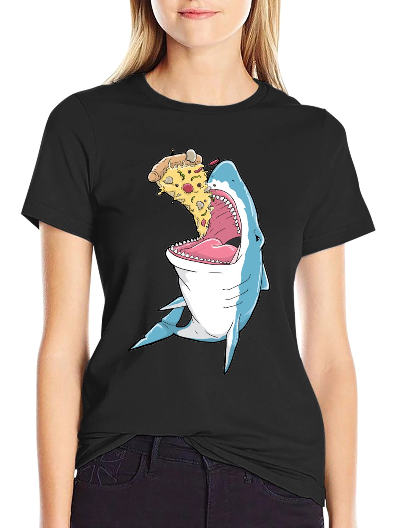 Black Shark Pizza T-Shirt view 2