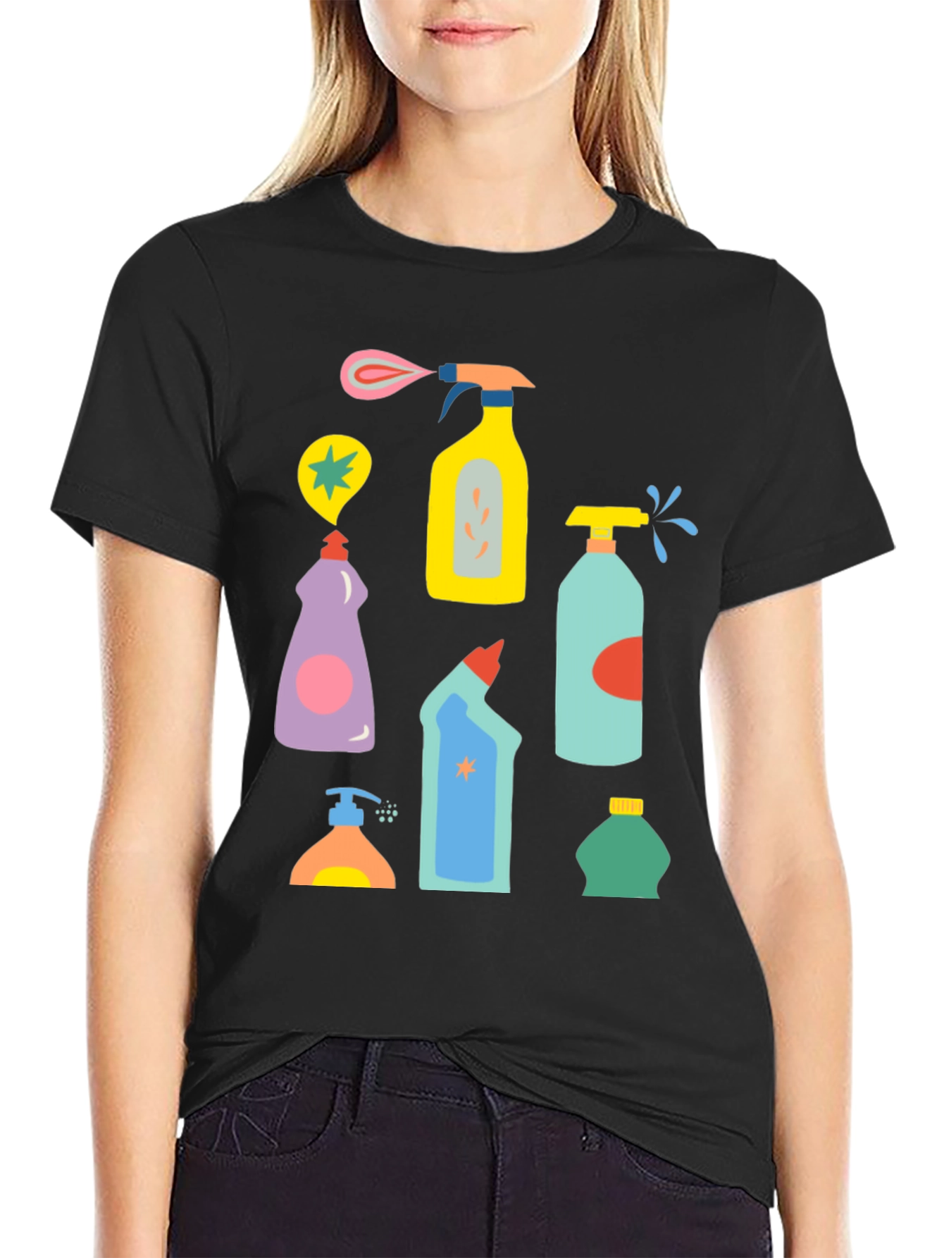 Black Cleaning Supplies Graphic T-Shirt view 2