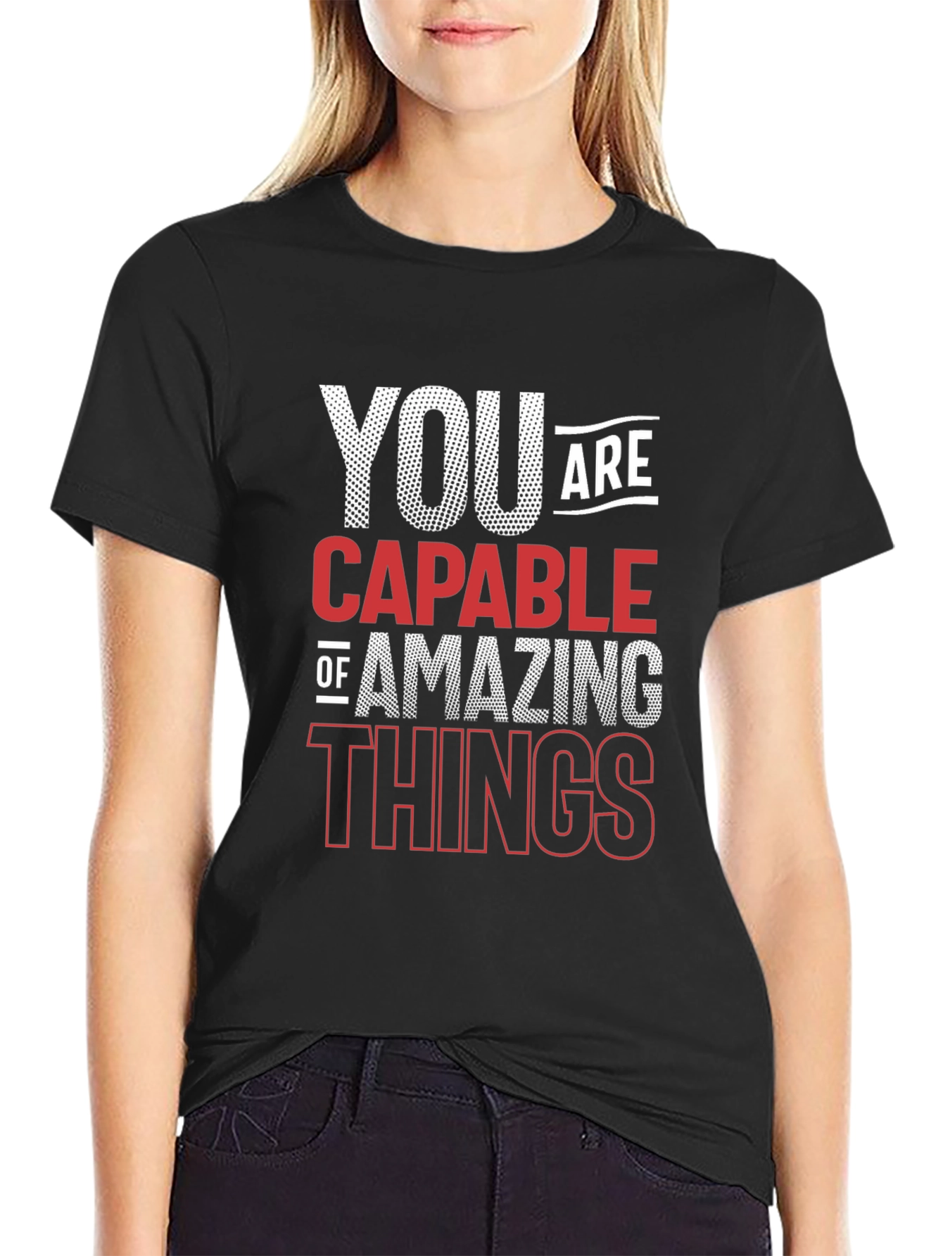 Black Motivational Graphic Tee - You Are Capable view 2