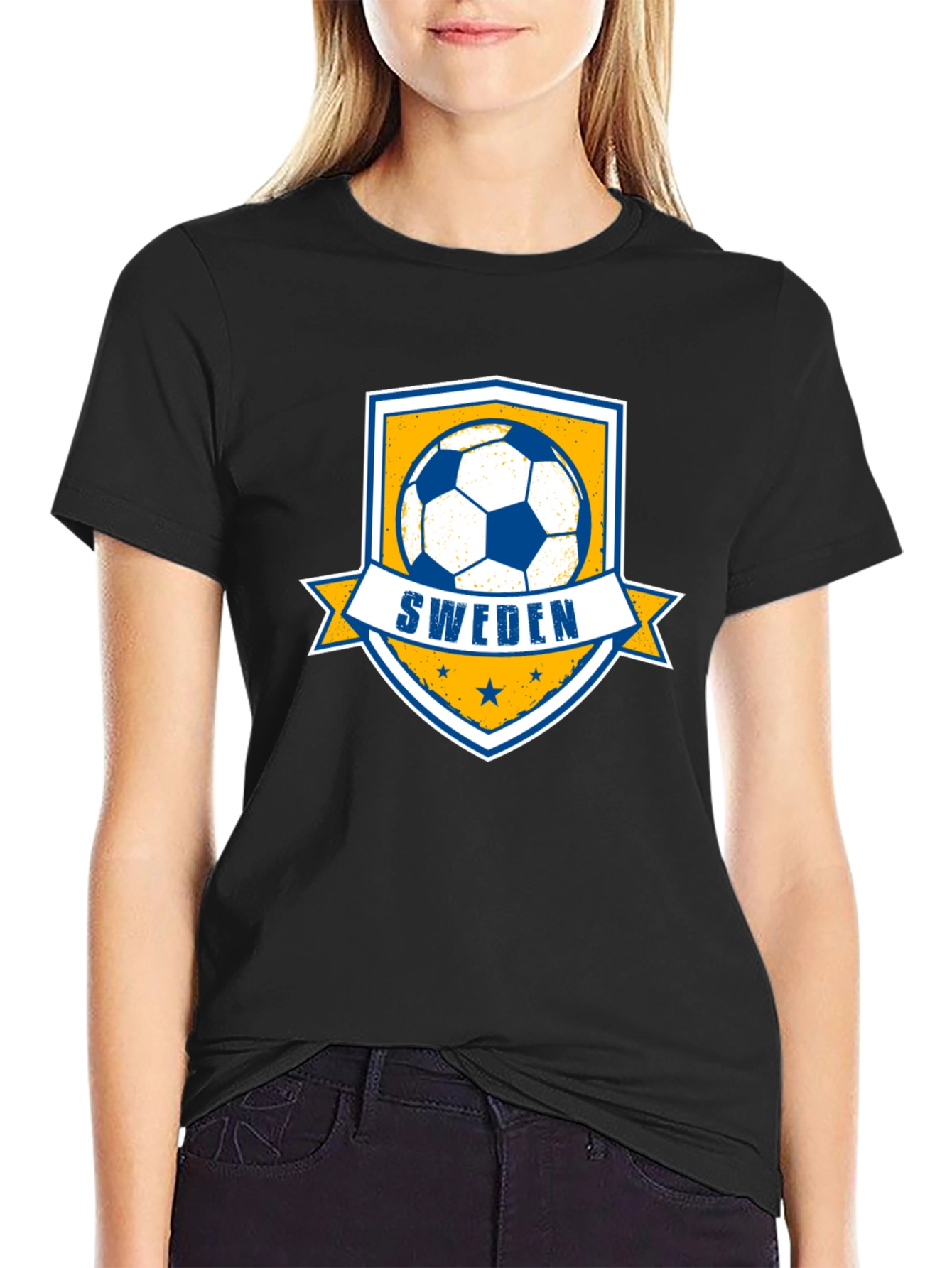 Sweden Soccer T-Shirt - Black Tee - 2