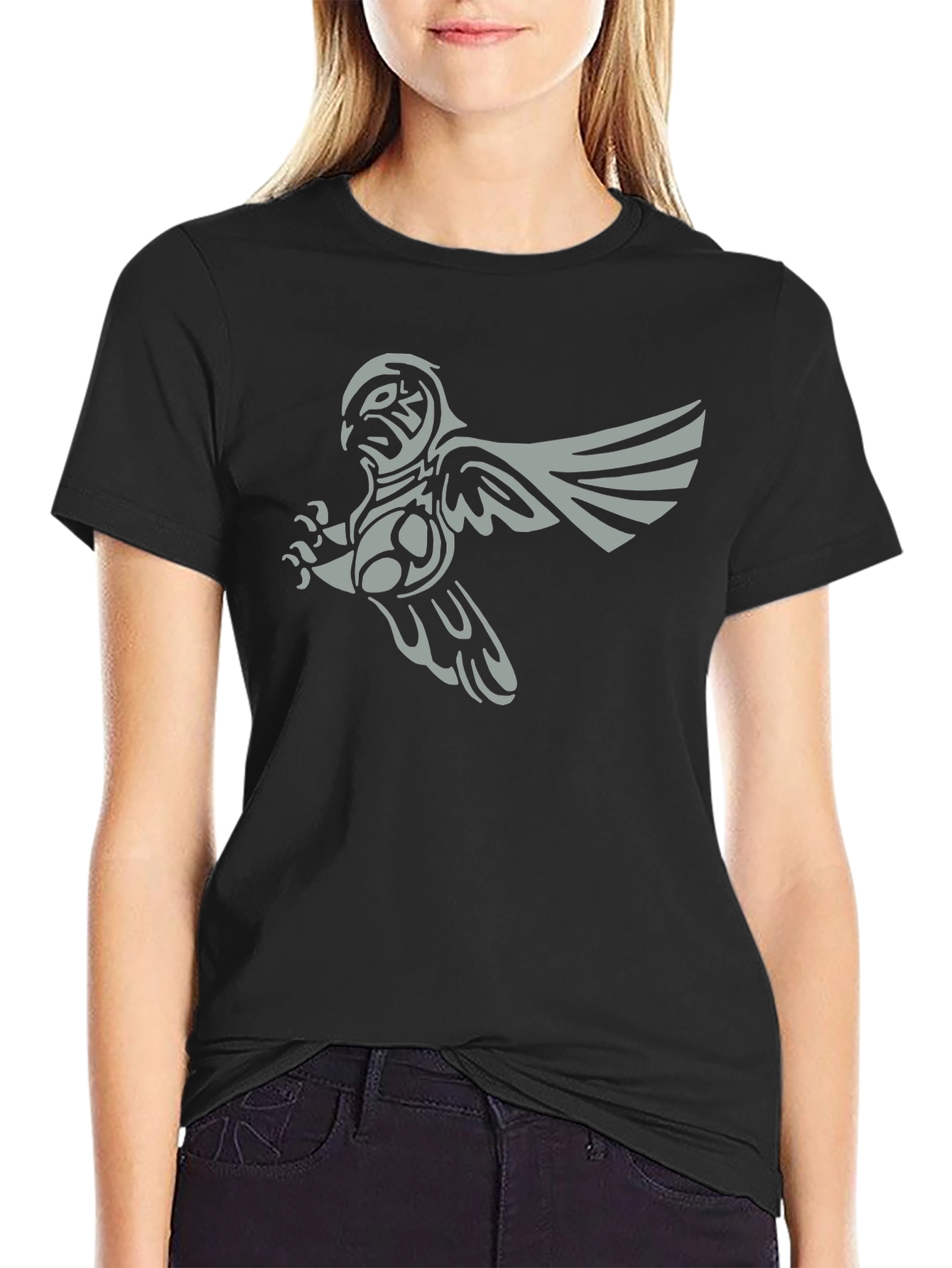 Black Tribal Owl Graphic Tee - Mens Black T-Shirt view 2