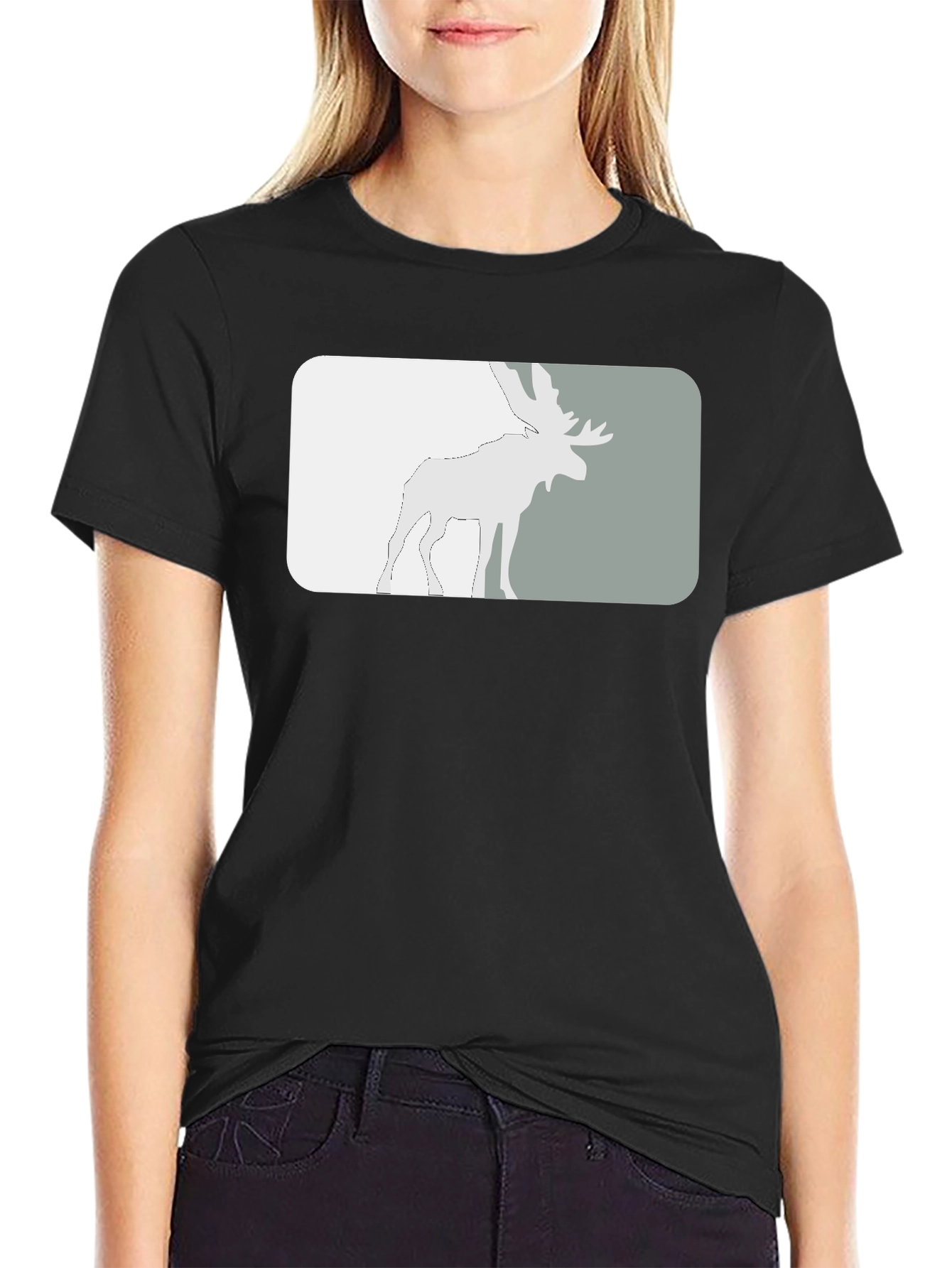 Black Moose Graphic Tee - Stylish Black T-Shirt view 2