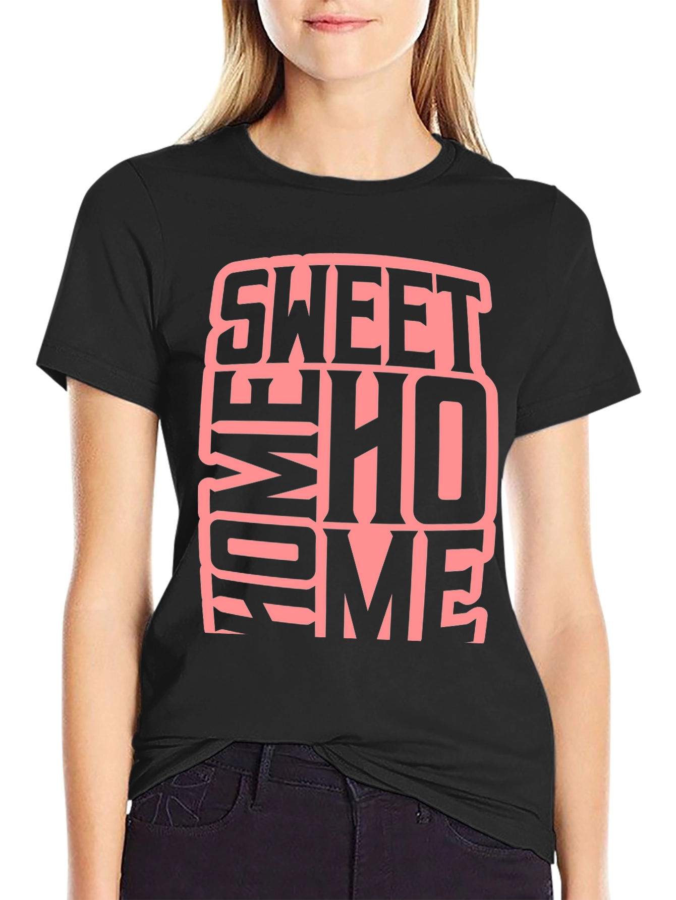 Black Sweet Home Graphic Black T-Shirt view 2
