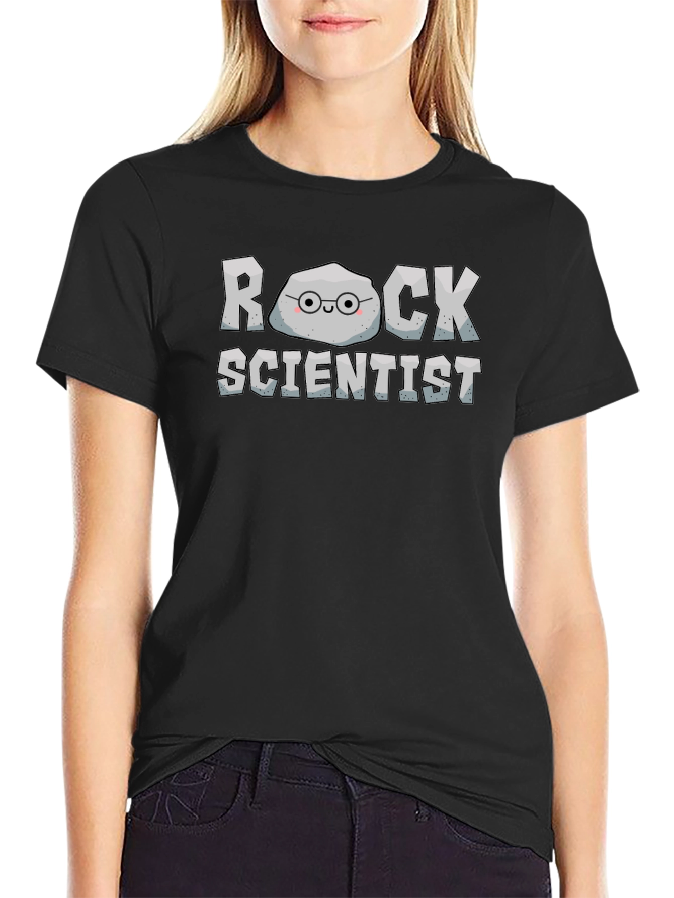 Black Rock Scientist Funny Graphic Tee - Black view 2