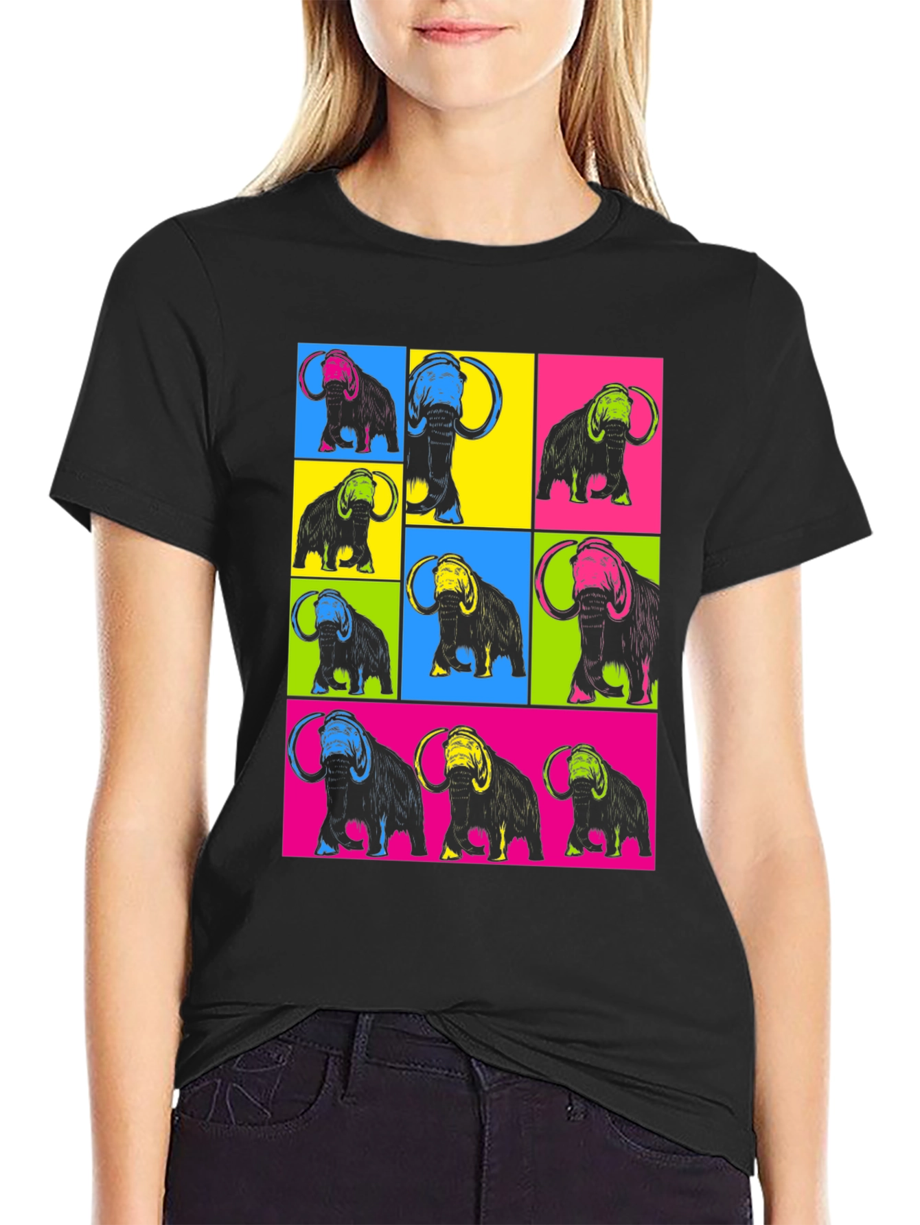 Black Pop Art Mammoth T-Shirt - Black view 2