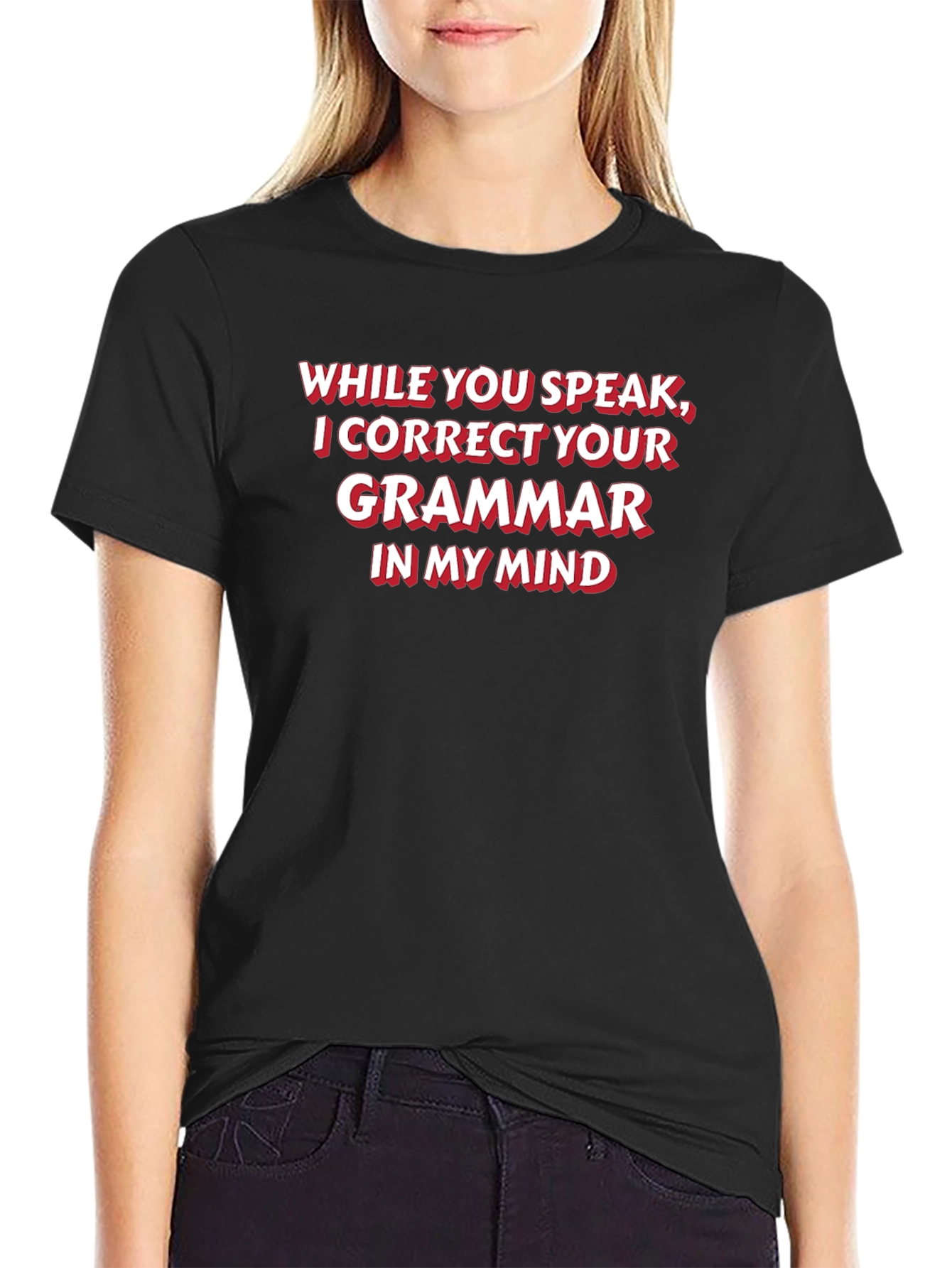 Black Grammar Correcting T-Shirt view 2