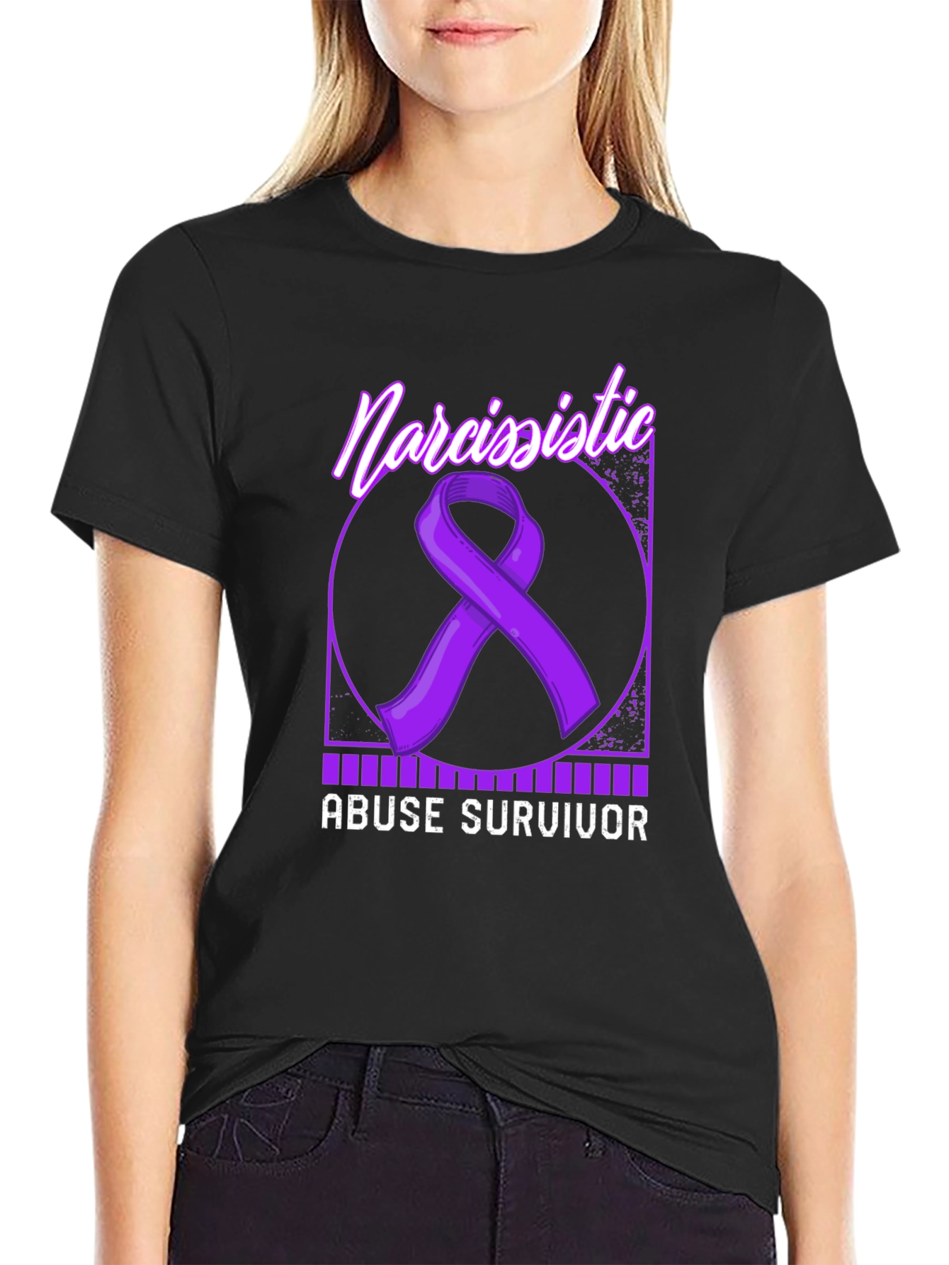 Black Narcissistic Abuse Survivor Awareness T-Shirt view 2