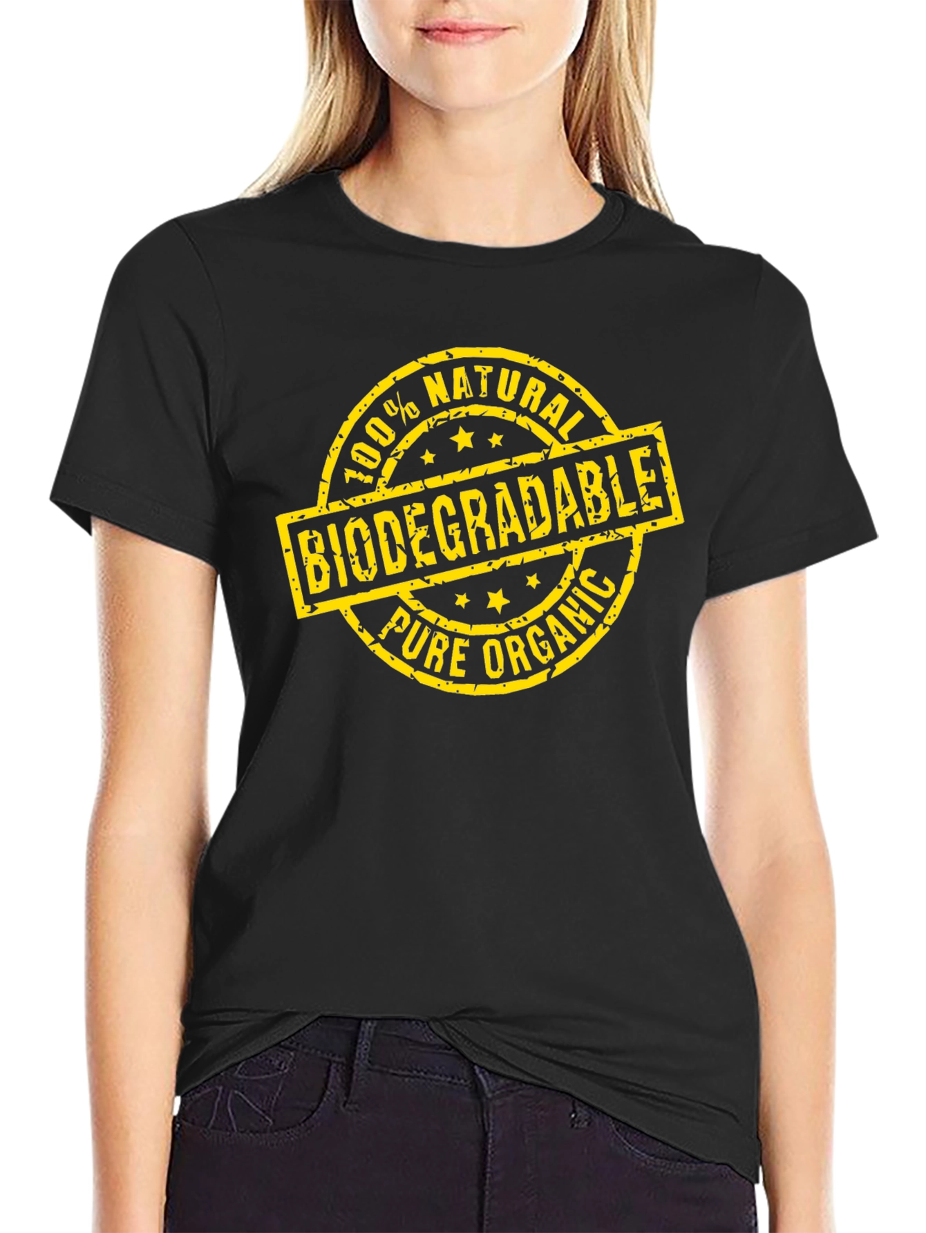 Black Biodegradable Organic Cotton T-Shirt view 2