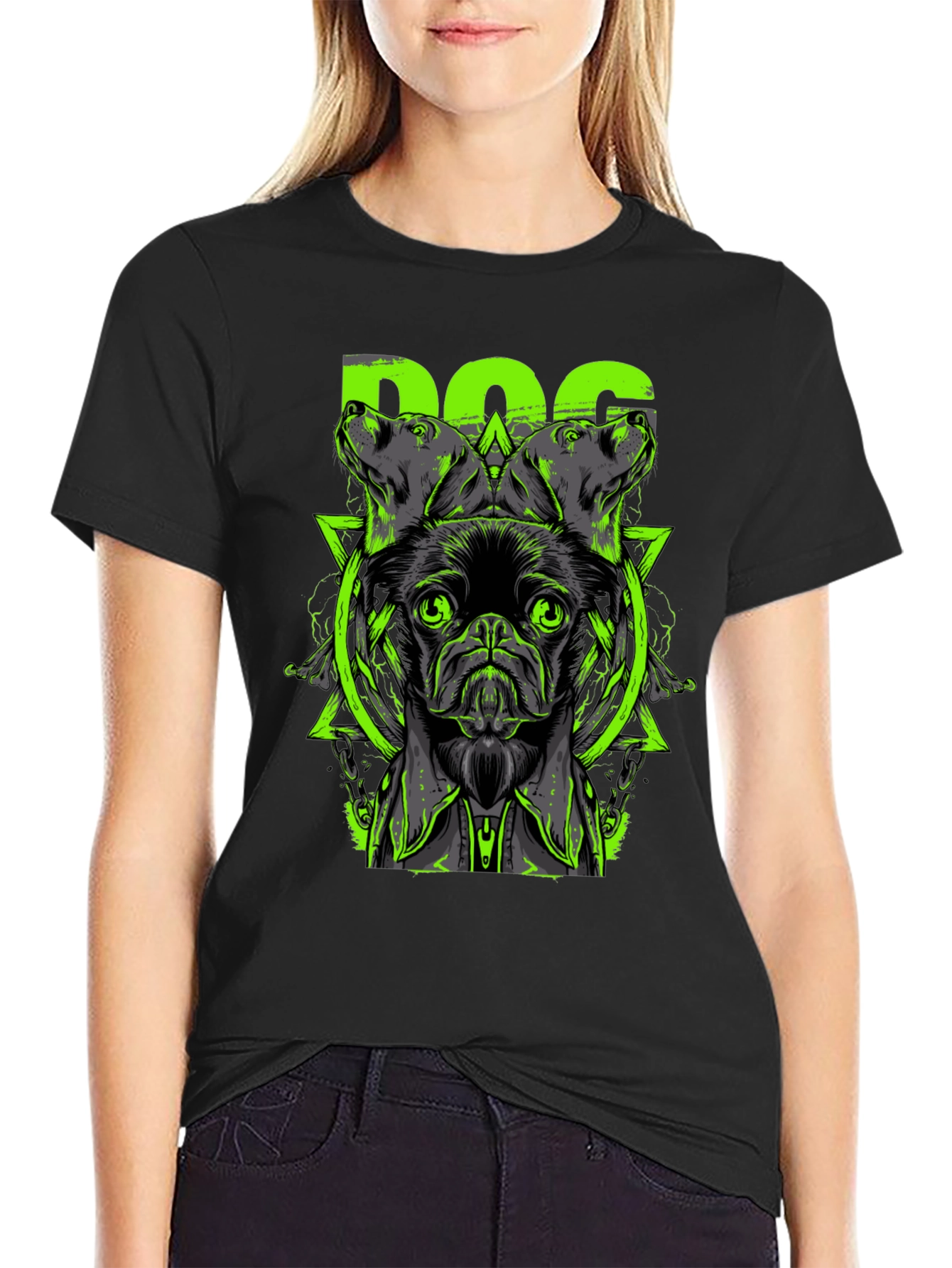 Black Dog Graphic Print Black T-Shirt view 2