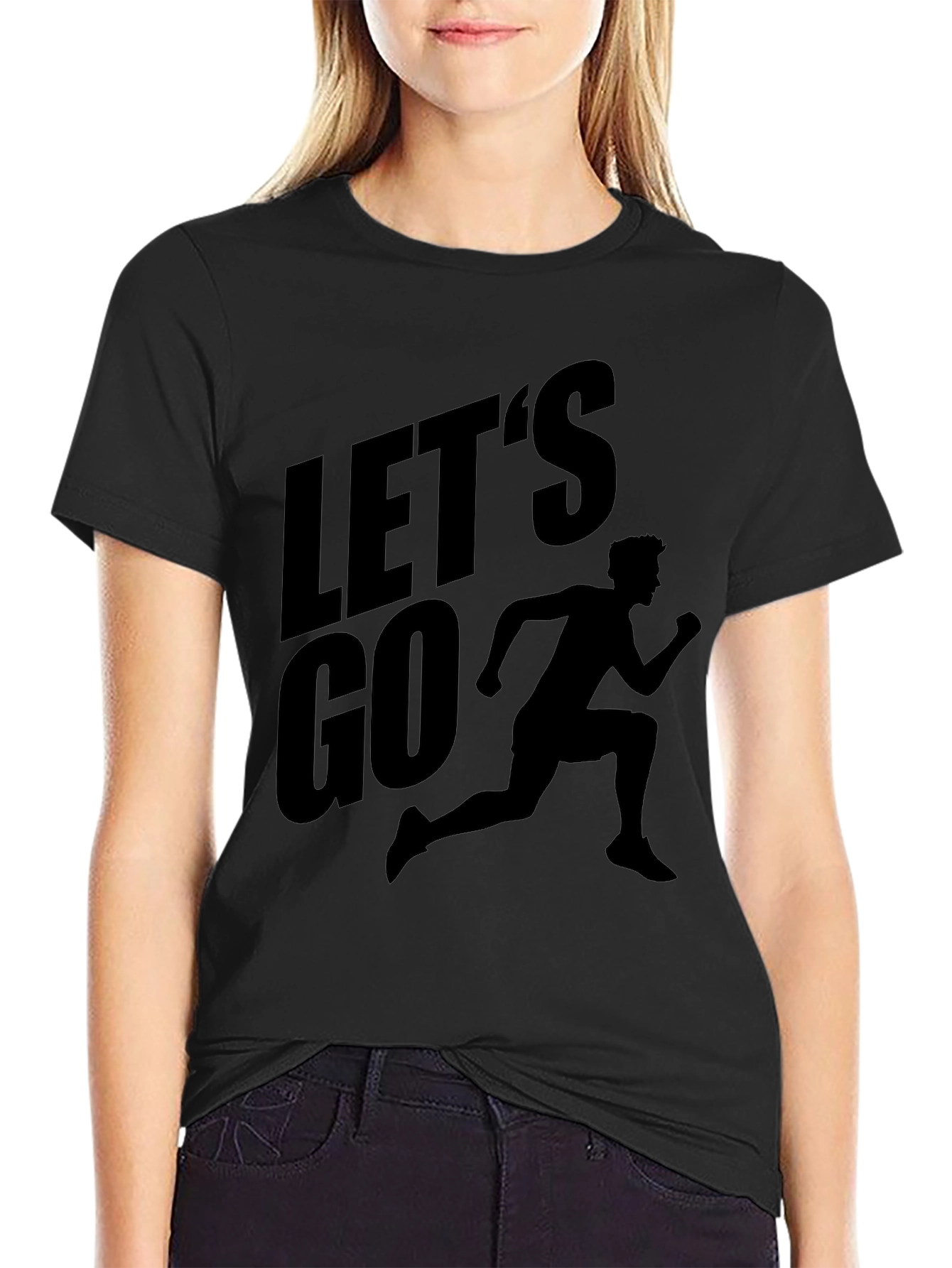 Black Let's Go Runner Graphic T-Shirt - Black view 2