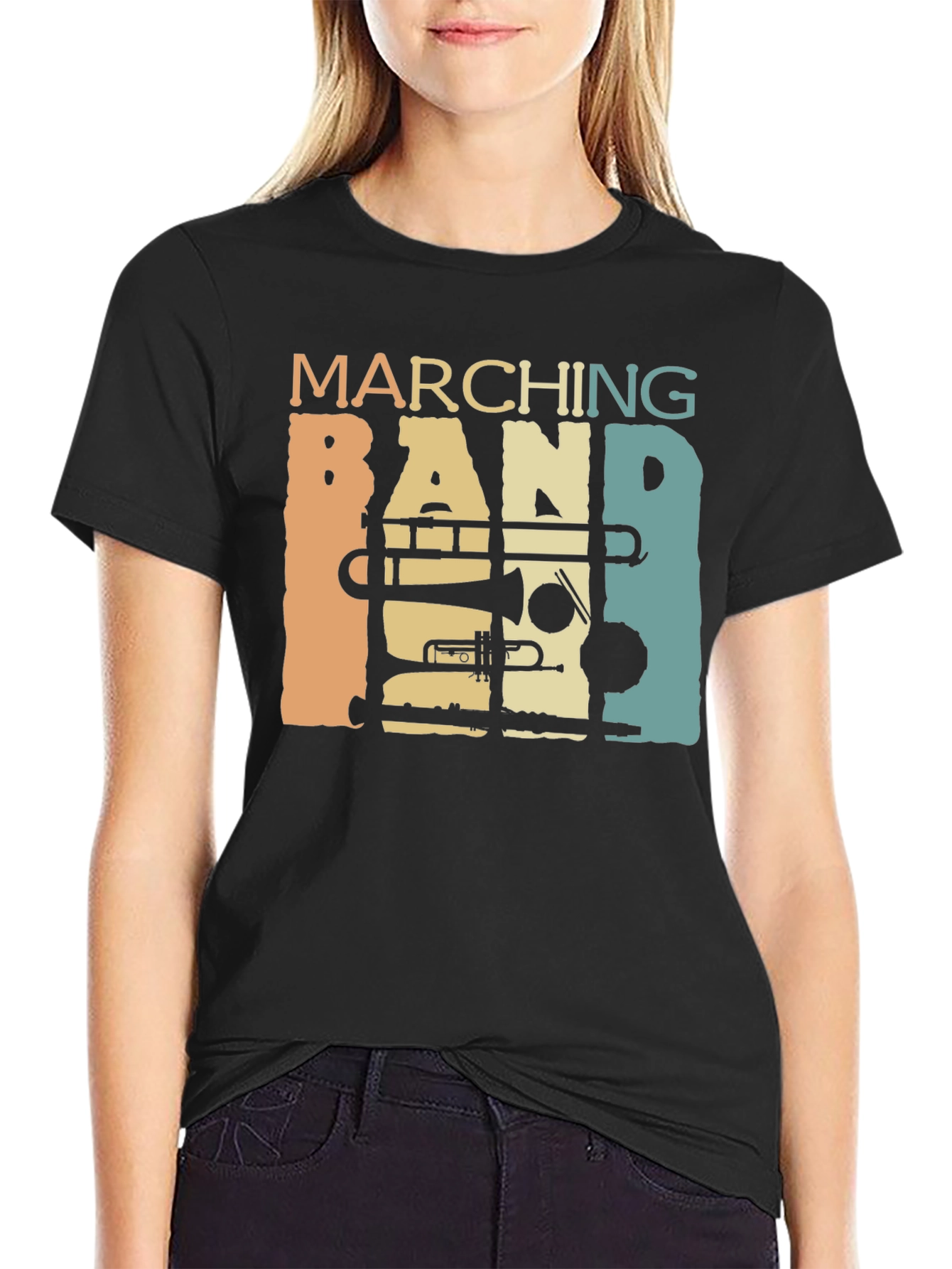 Black Marching Band Retro T-Shirt view 2