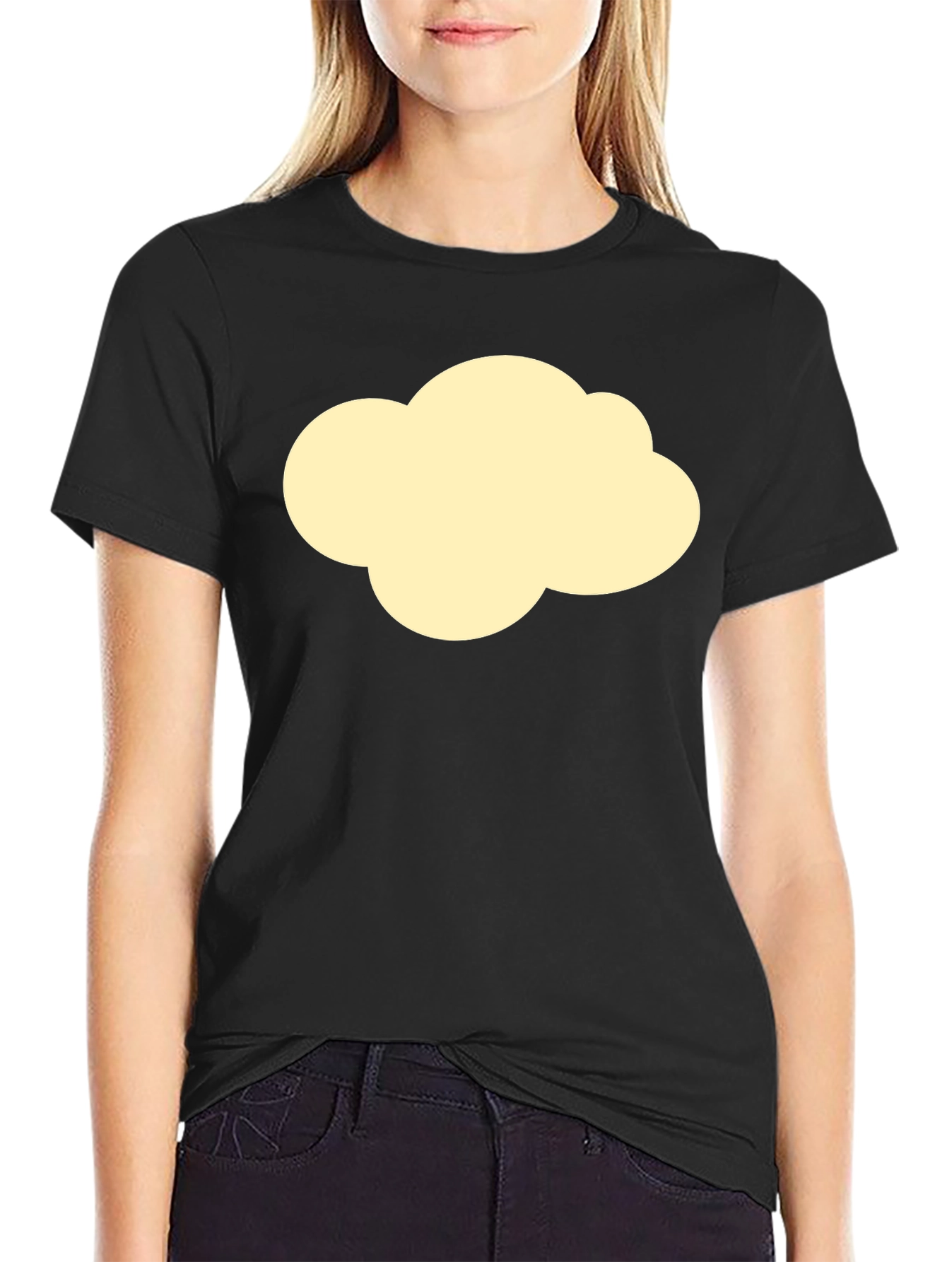 Black Cloud Graphic Tee - Black Cotton Casual T-Shirt view 2