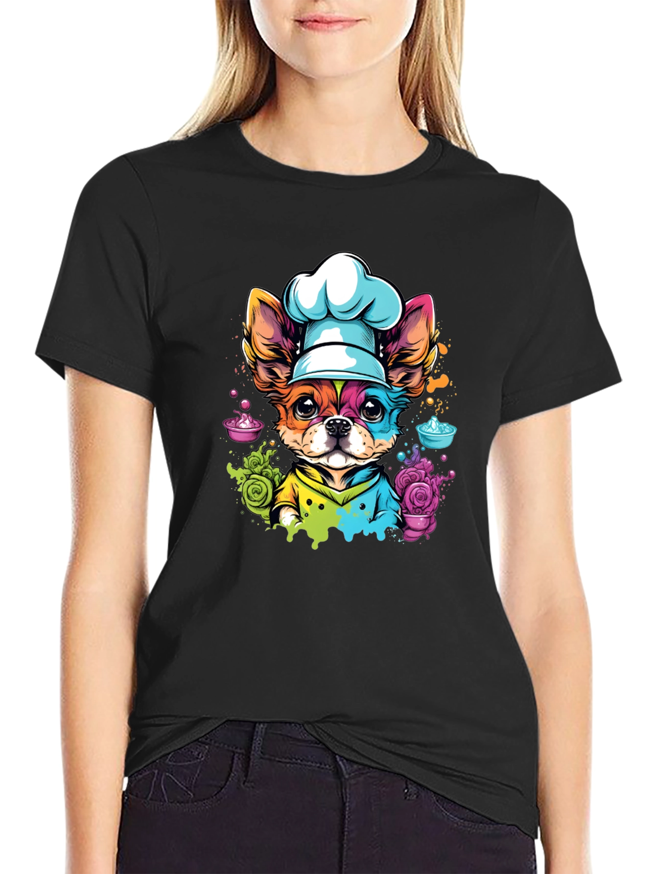 Black Chef Dog Graphic T-Shirt - Cute & Unique view 2