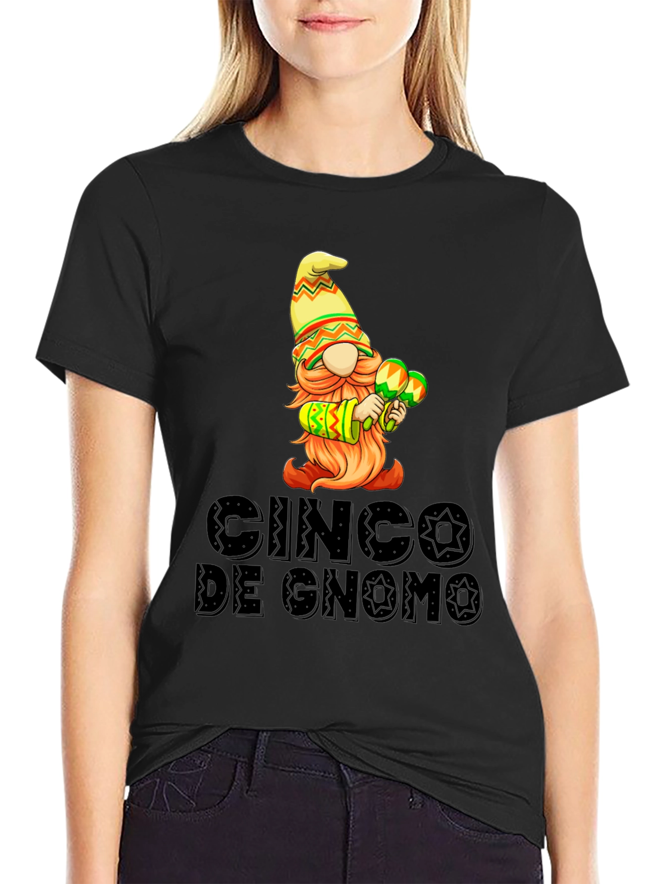Black Cinco de Gnomo Graphic T-Shirt - Festive Fun view 2
