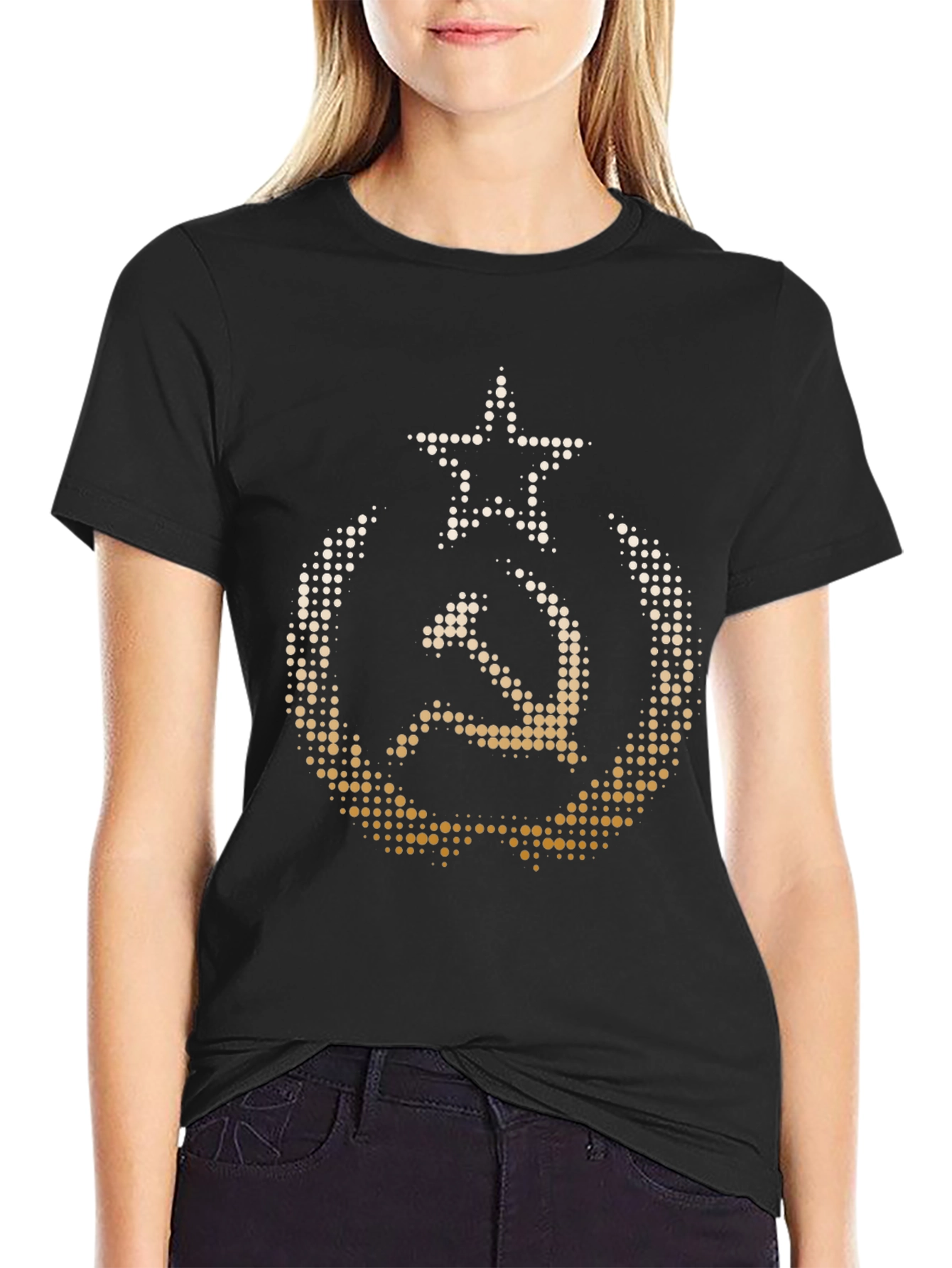 Black Hammer & Sickle Star T-Shirt - Soviet Union Retro Tee view 2
