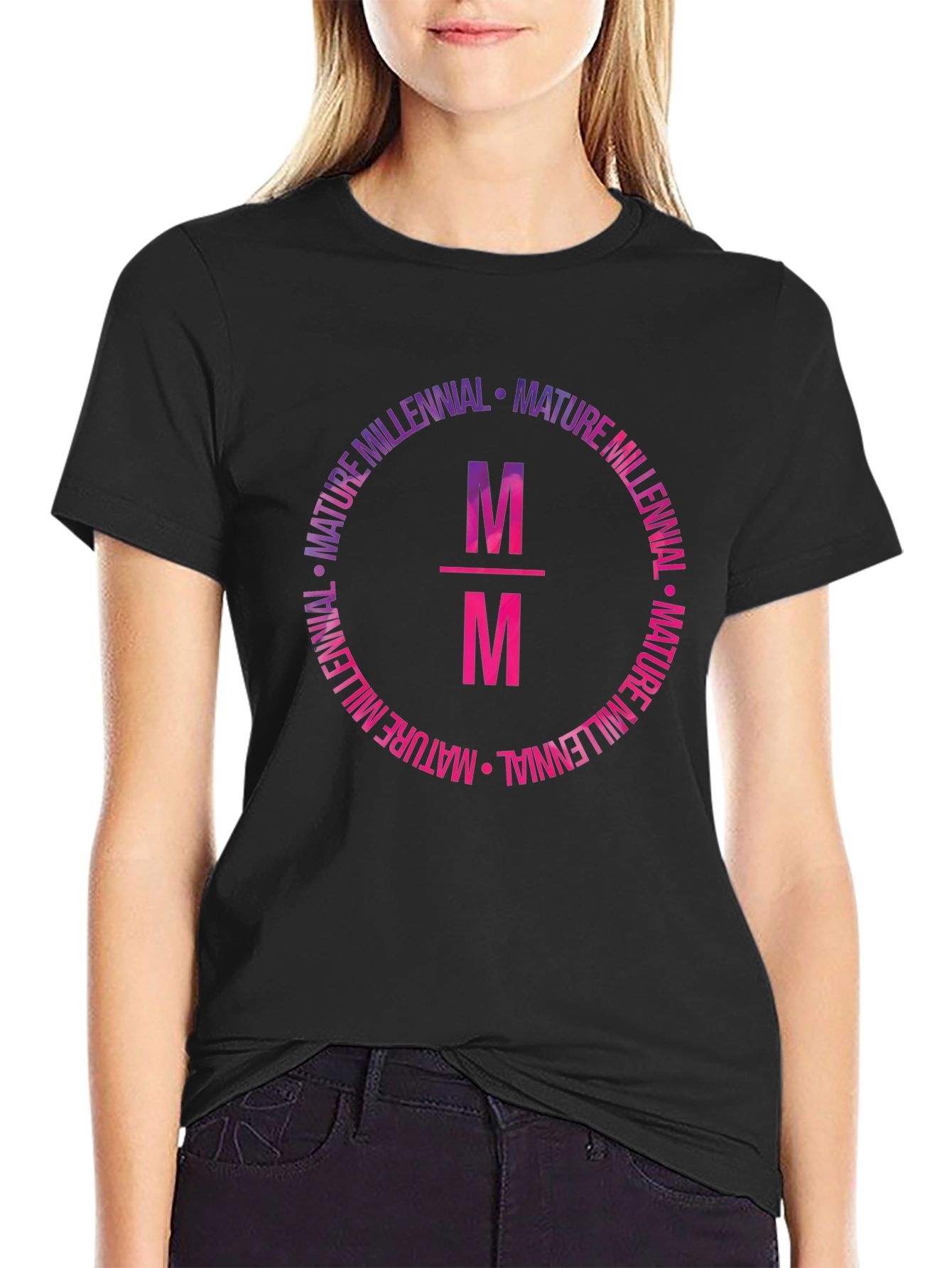 Black Mature Millennial Graphic Tee - Black view 2