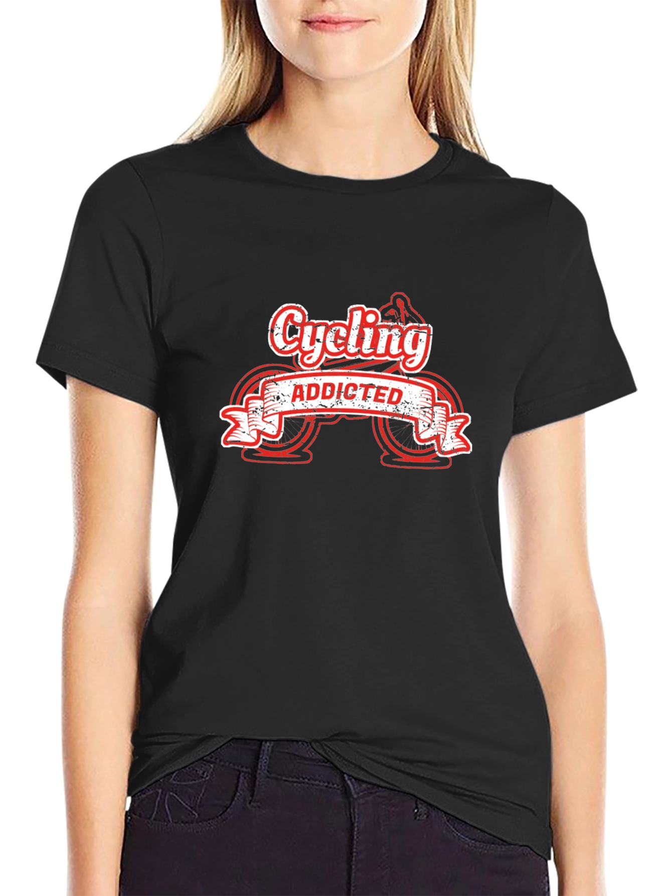 Black Cycling Addicted Graphic Tee - Ride in Style view 2