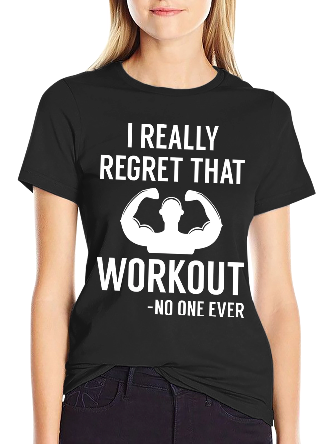 Black Funny Workout Gym T-Shirt - No Regrets view 2